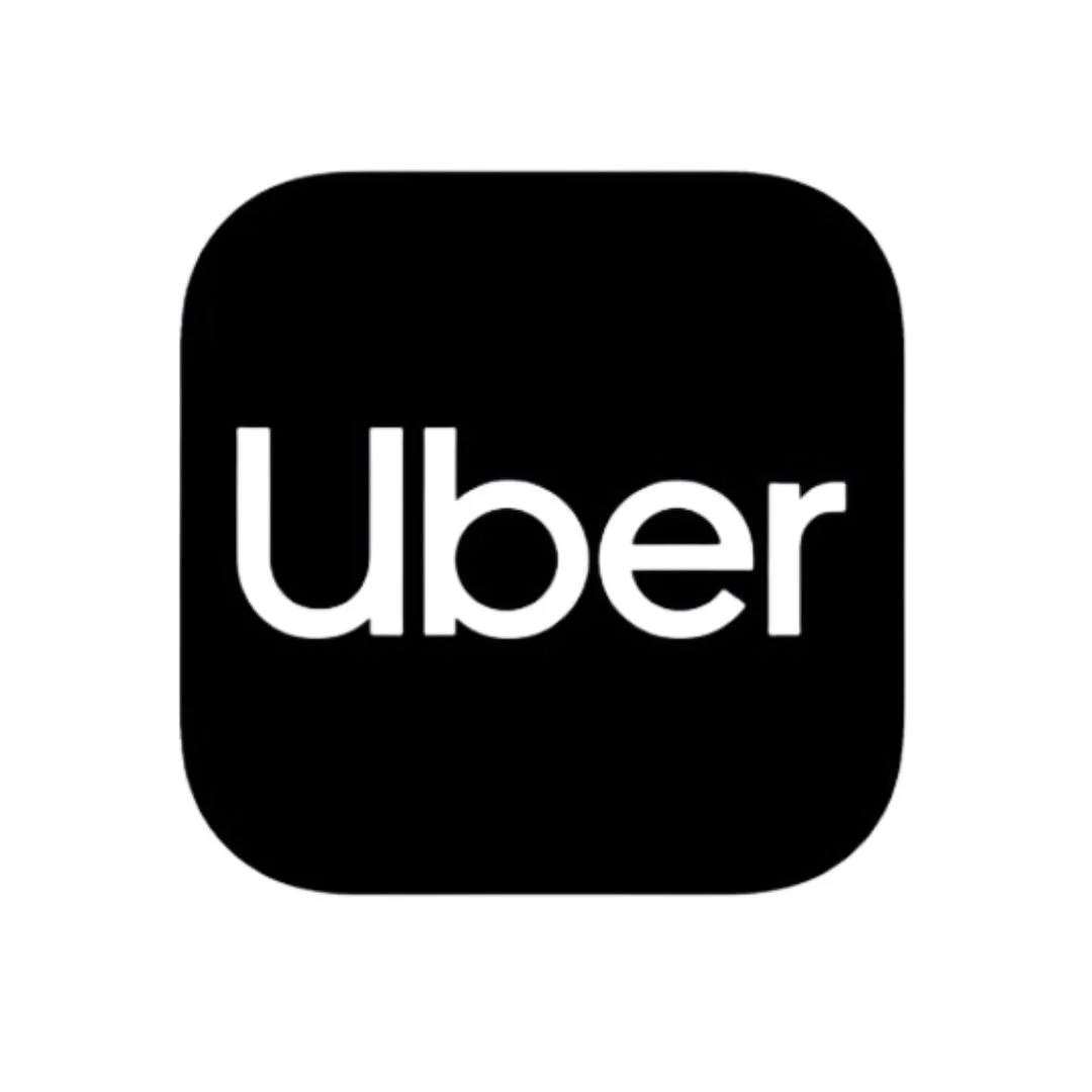 Uber app icon with black rounded square background and white text