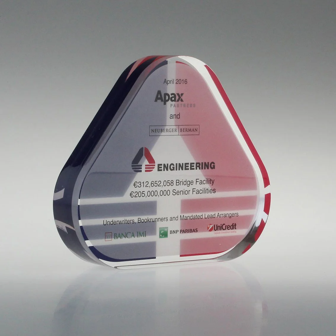 High quality custom financial tombstone for Apax by Bennett Awards