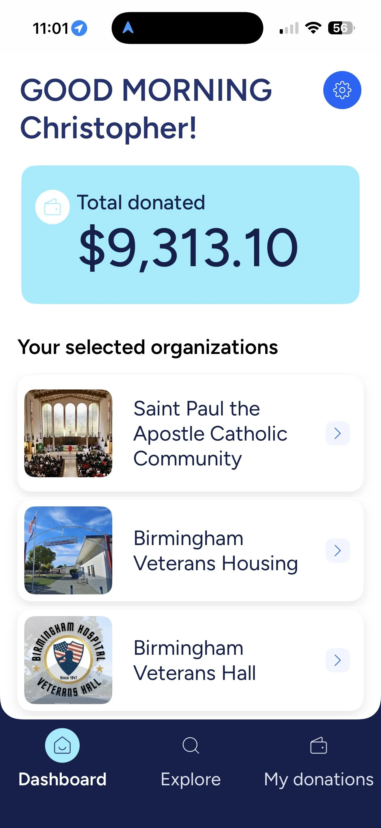 Donation Basket patron app