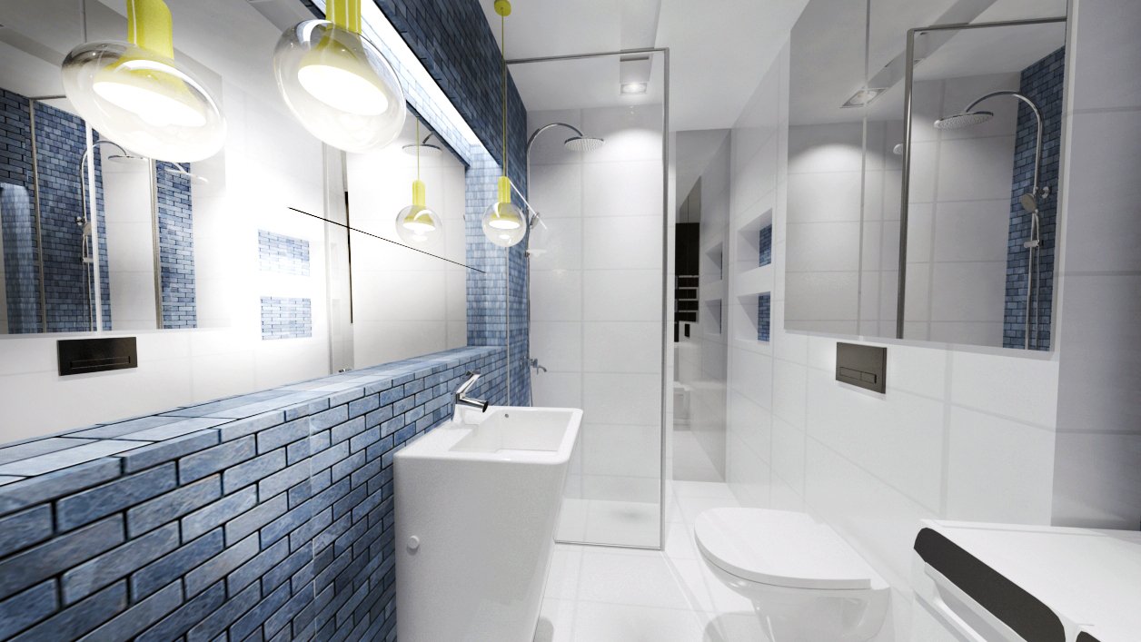 Badezimmer mit blauen Akkzent