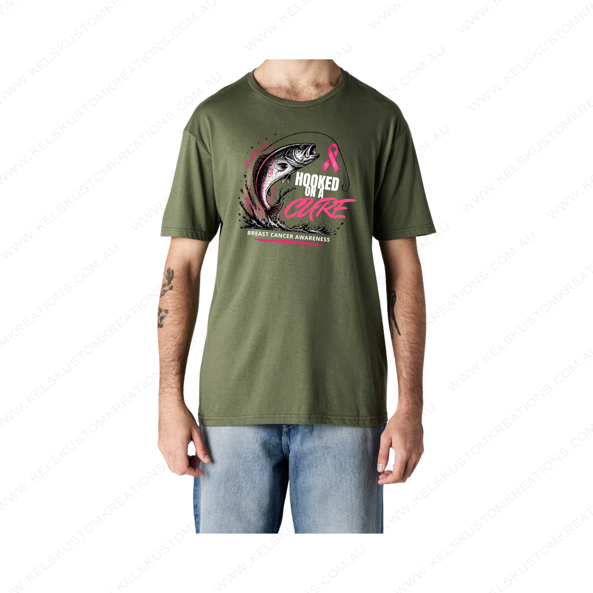 Hooked On A Cure | Men’s Breast Cancer Awareness Shirt