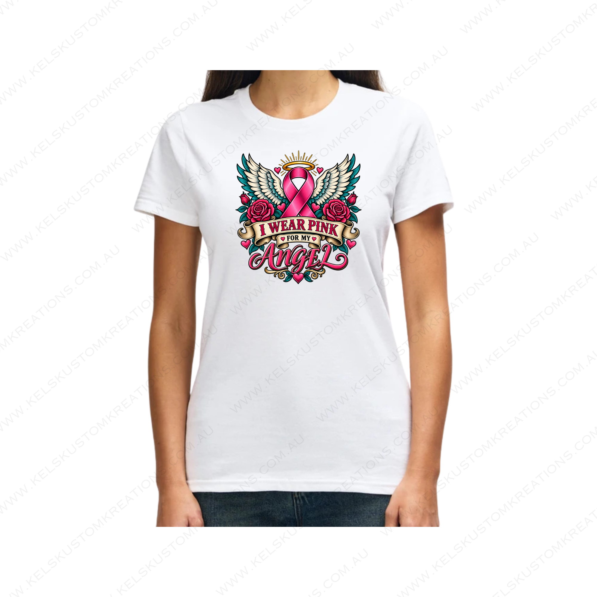 I Wear Pink for My Angel | Breast Cancer Awareness Memorial Shirt
