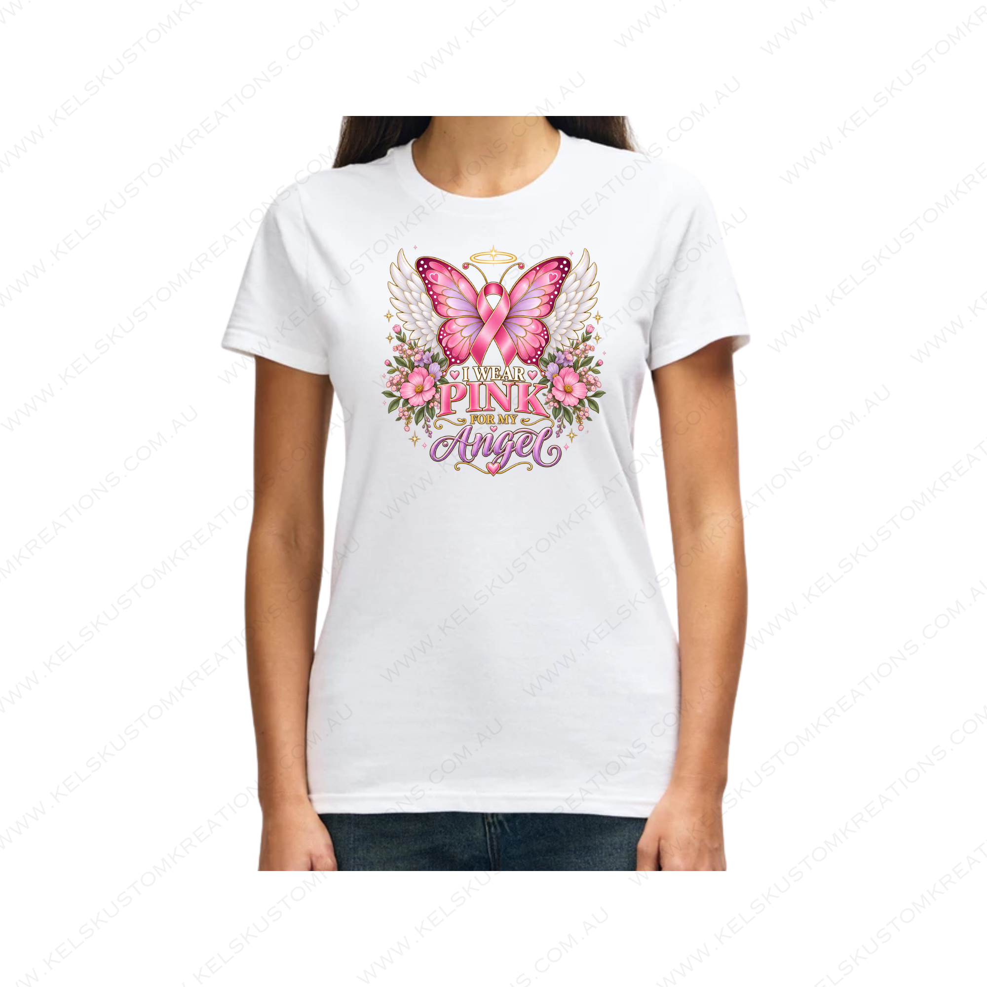 I Wear Pink for My Angel | Wings of Love Breast Cancer Awareness Shirt