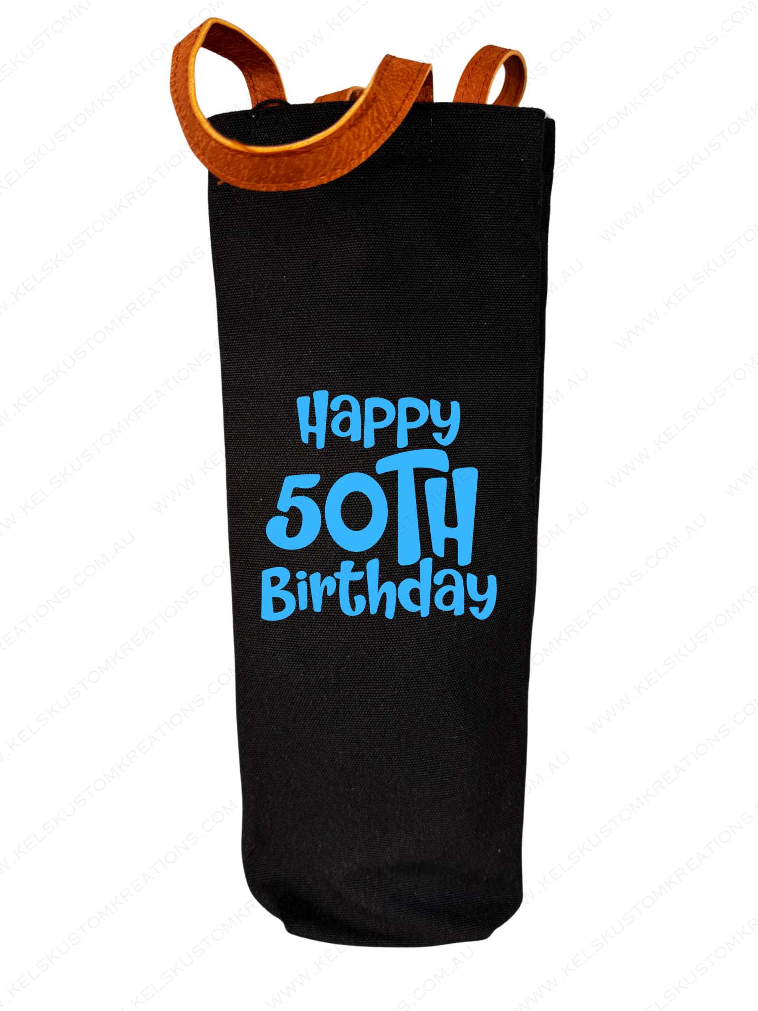 Canvas Bottle Bag - Happy 50th Blue.png
