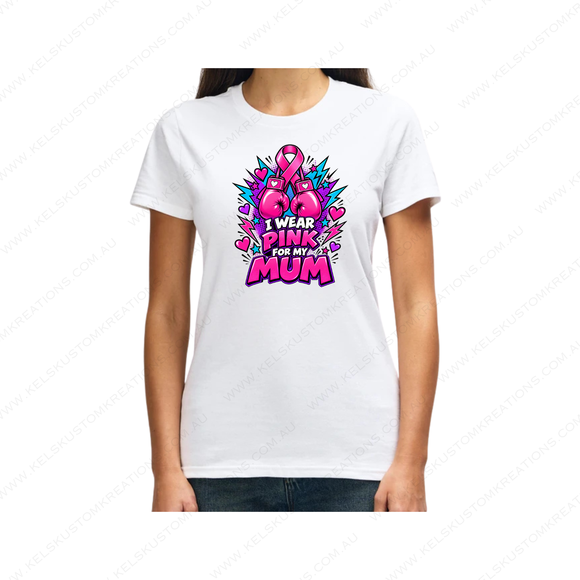 I Wear Pink for My Mum | Pink Ribbon Breast Cancer Love & Support Shirt