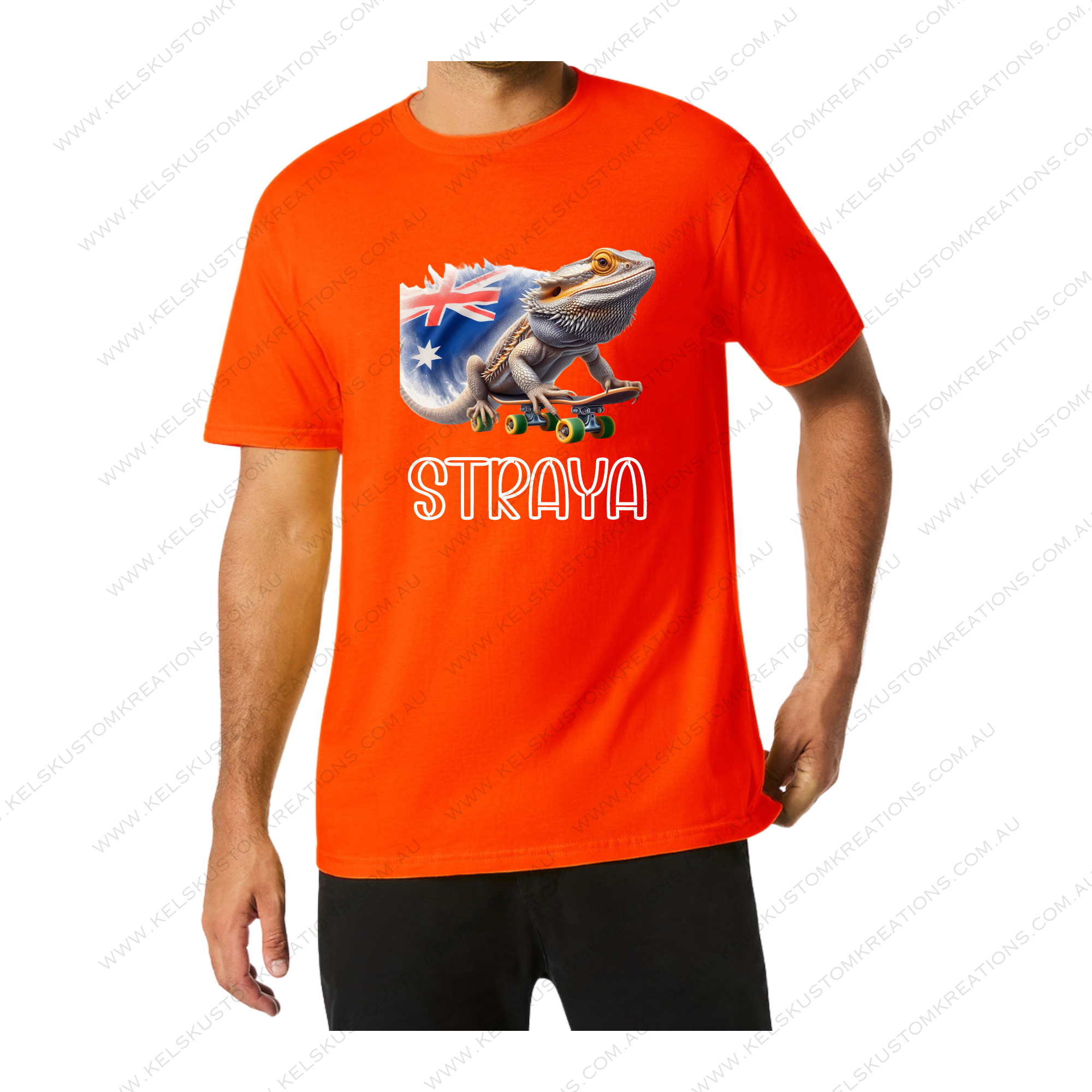 Bearded Dragon on a Skateboard Straya - Orange.png