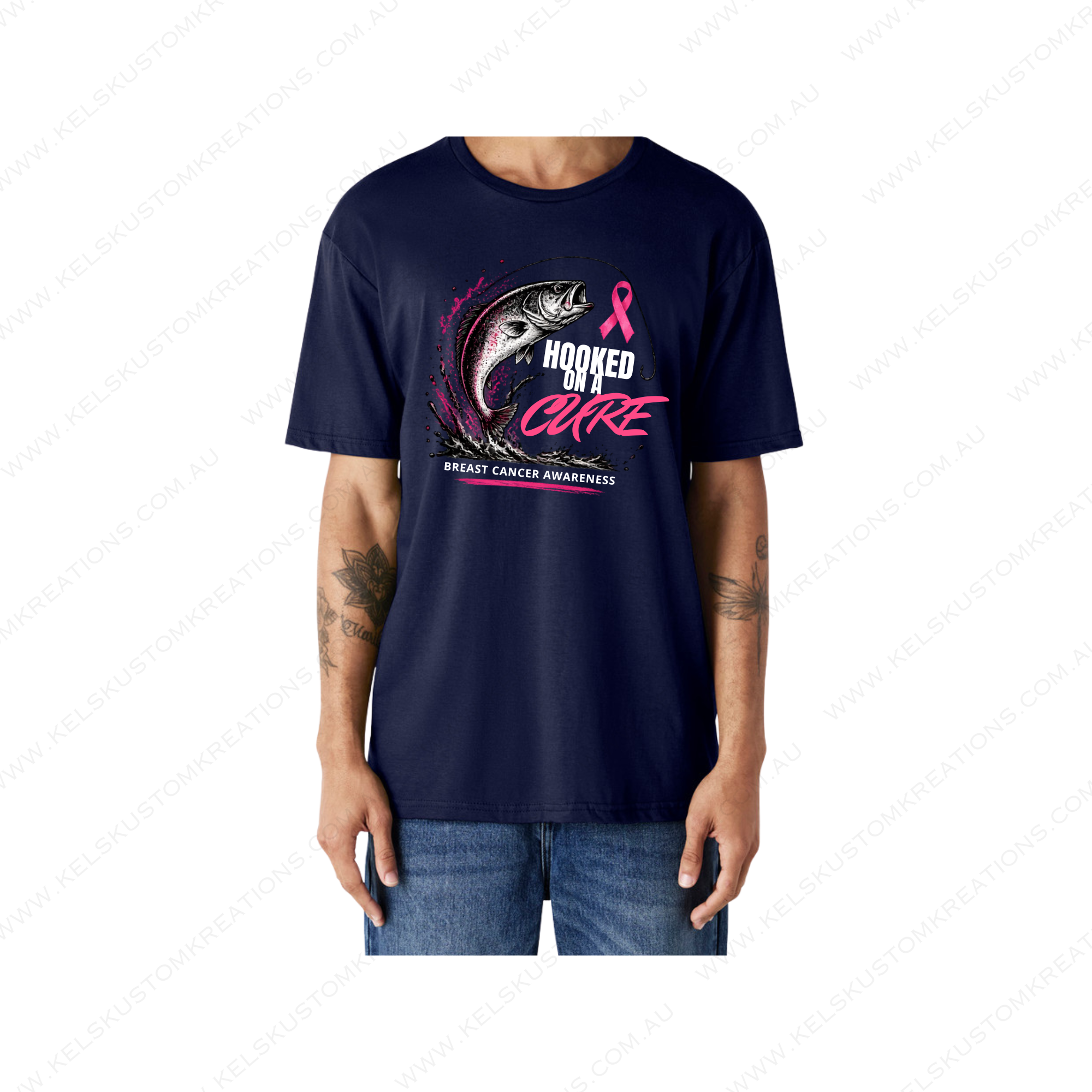 Hooked On A Cure Breast Cancer Awareness - Navy.png