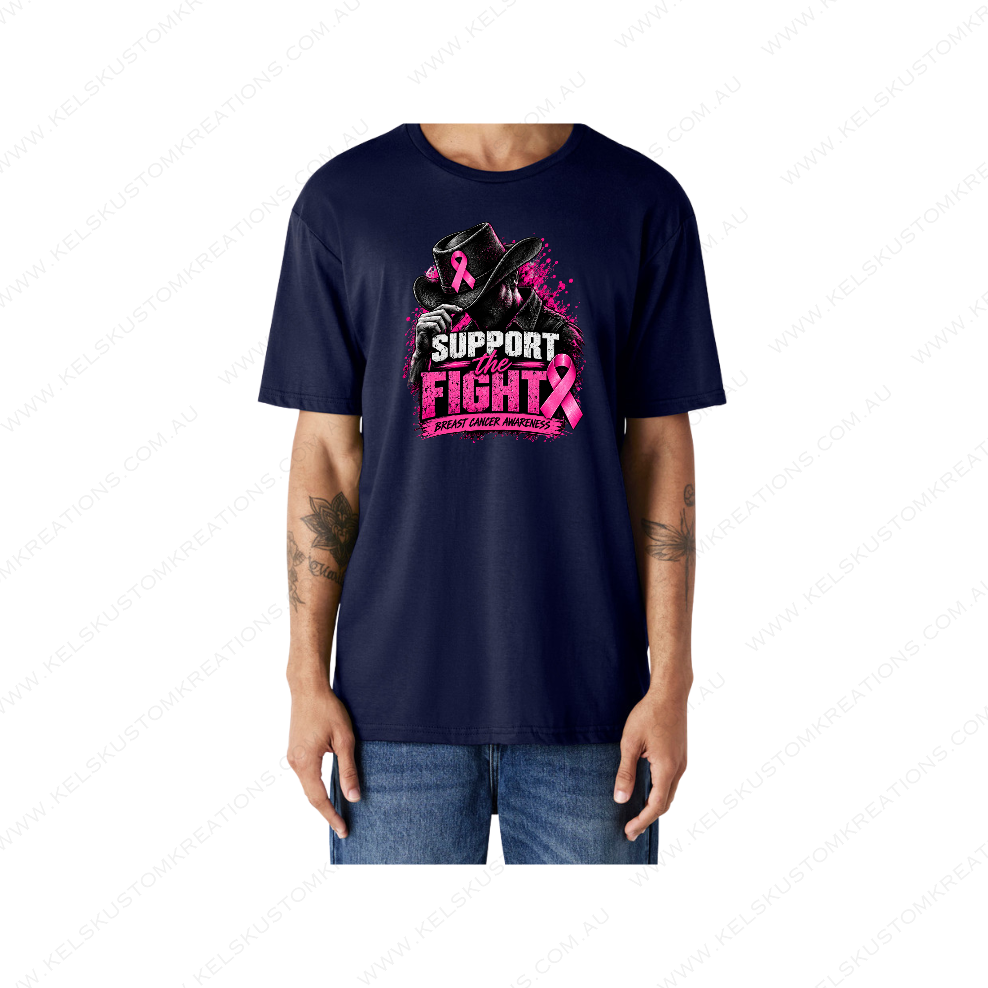 Support The Fight Breast Cancer Awareness - Navy.png