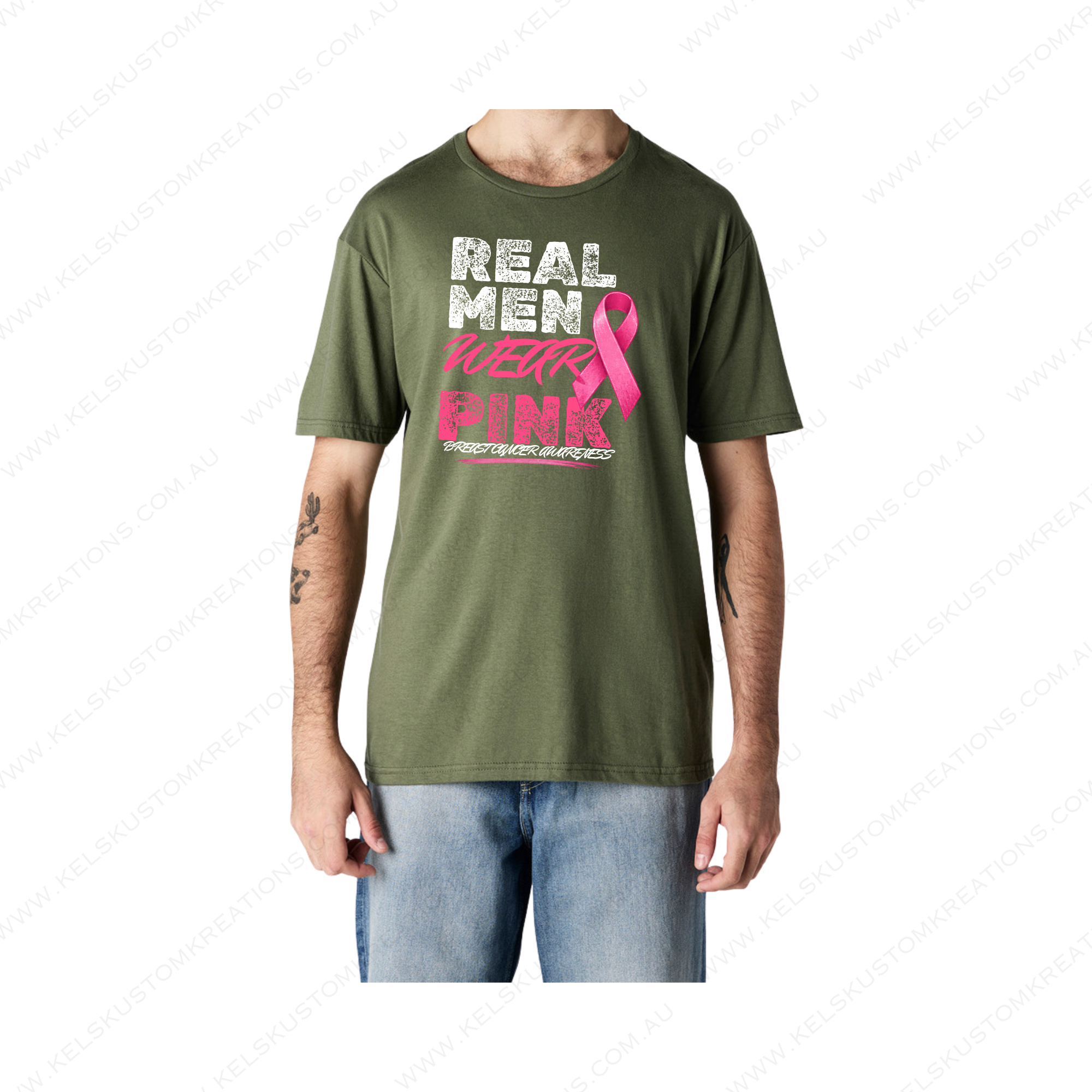 Real Men Wear Pink Breast Cancer Awareness - Military Green.png