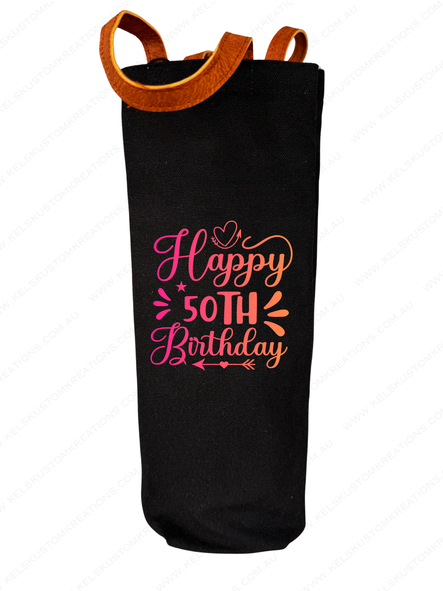 Canvas Bottle Bag - Happy 50th Gradients Pinks, Oranges.png