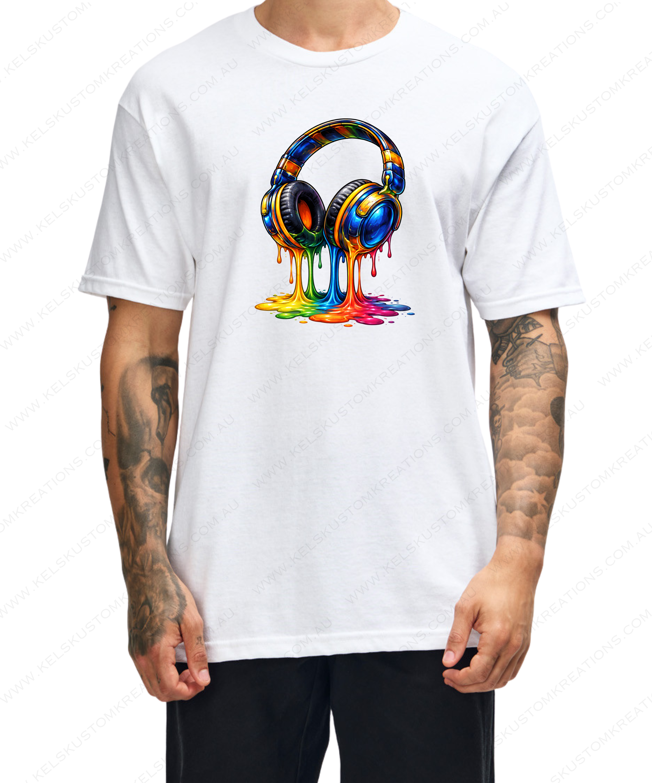 Headphones in Vibrant Colours, Paint Splatter and Drops - White.png