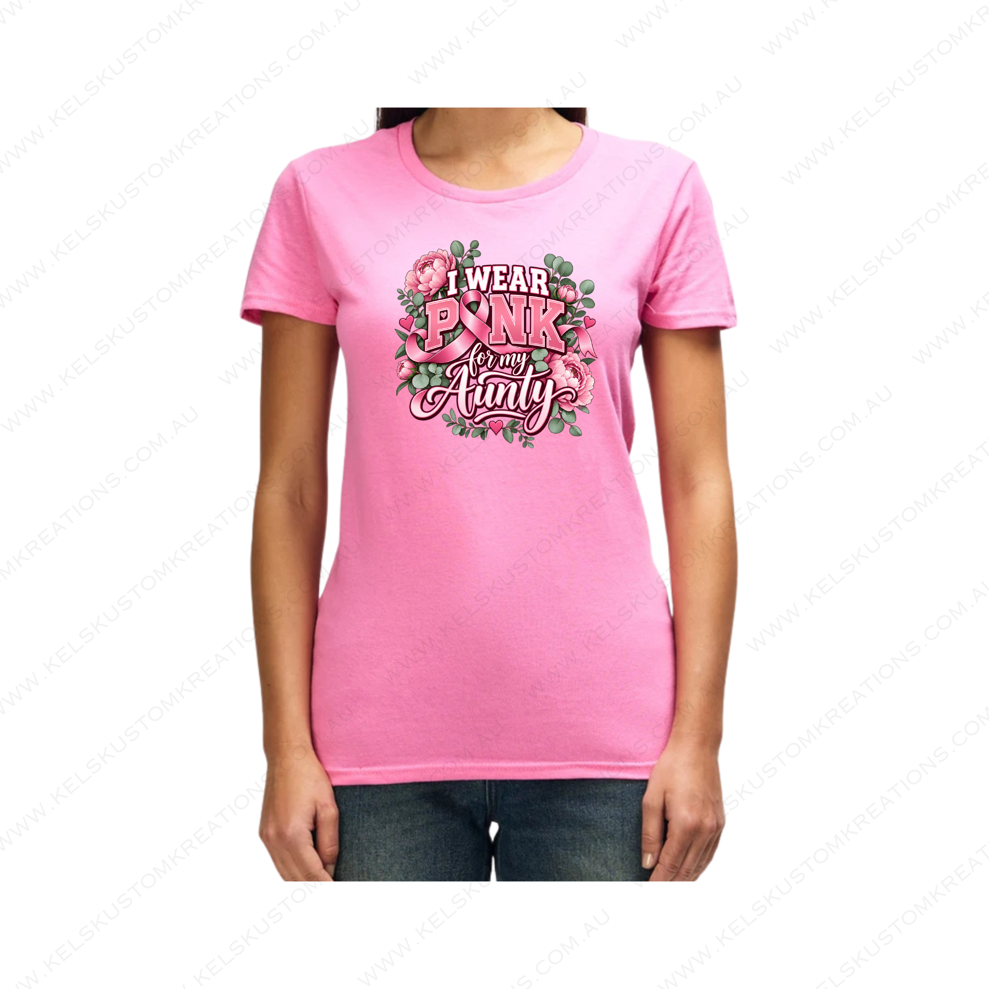 I Wear Pink for My Aunty | Pink Ribbon Breast Cancer Support Shirt