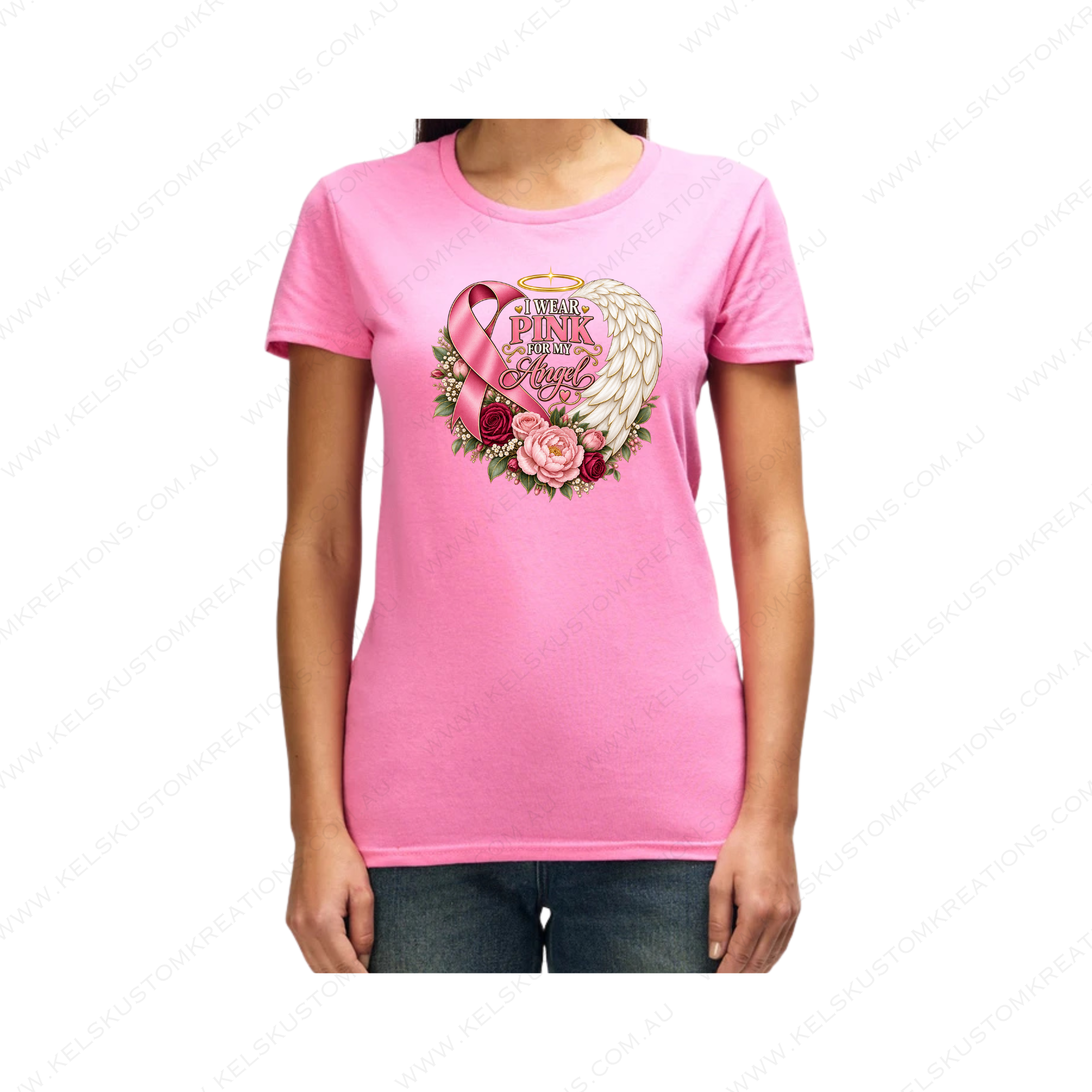 I Wear Pink for My Angel | Breast Cancer Awareness Memorial Shirt
