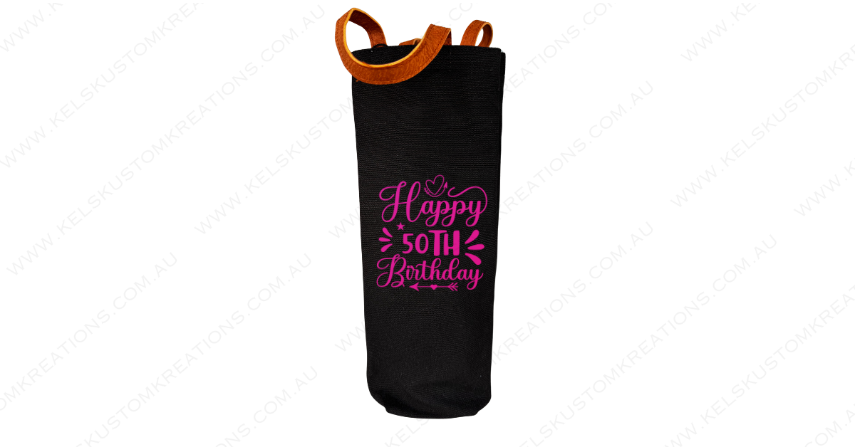 Customizable Canvas Bottle Gift Bag for 750ml Bottles Happy 50th Birthday