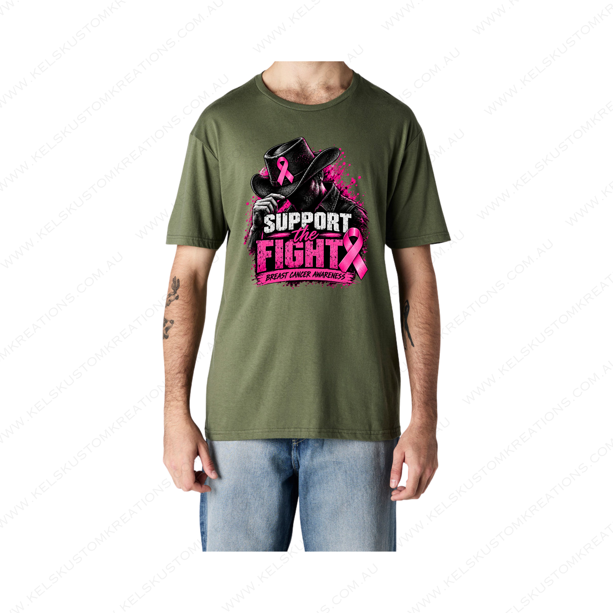 Support The Fight Breast Cancer Awareness - Military Green.png