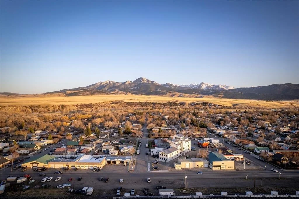 View over Livingston to the mountains from The Granary