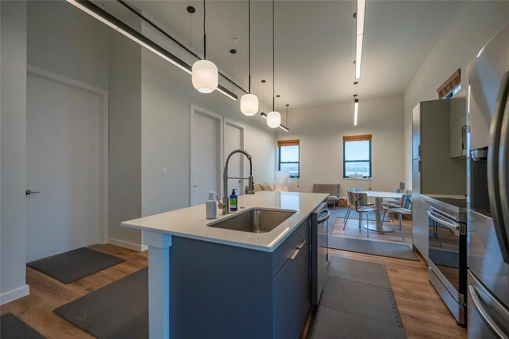 Granary apartment kitchen with island