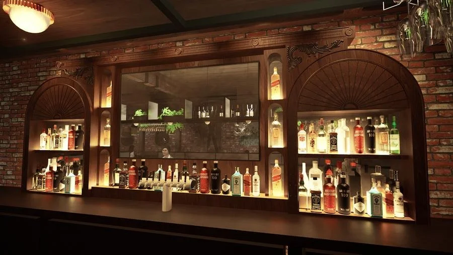 Design rendering of the back bar at The Sport in downtown Livingston, Montana