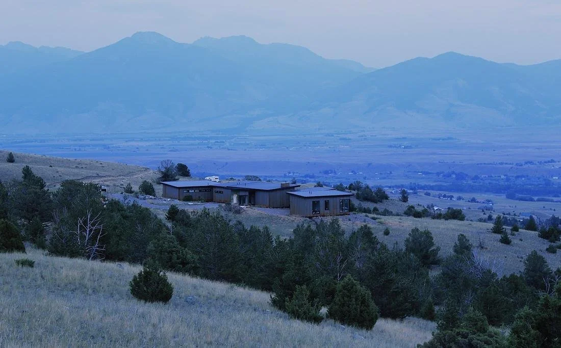 Paradise View custom home set into the hillside above the Paradise Valley, Montana
