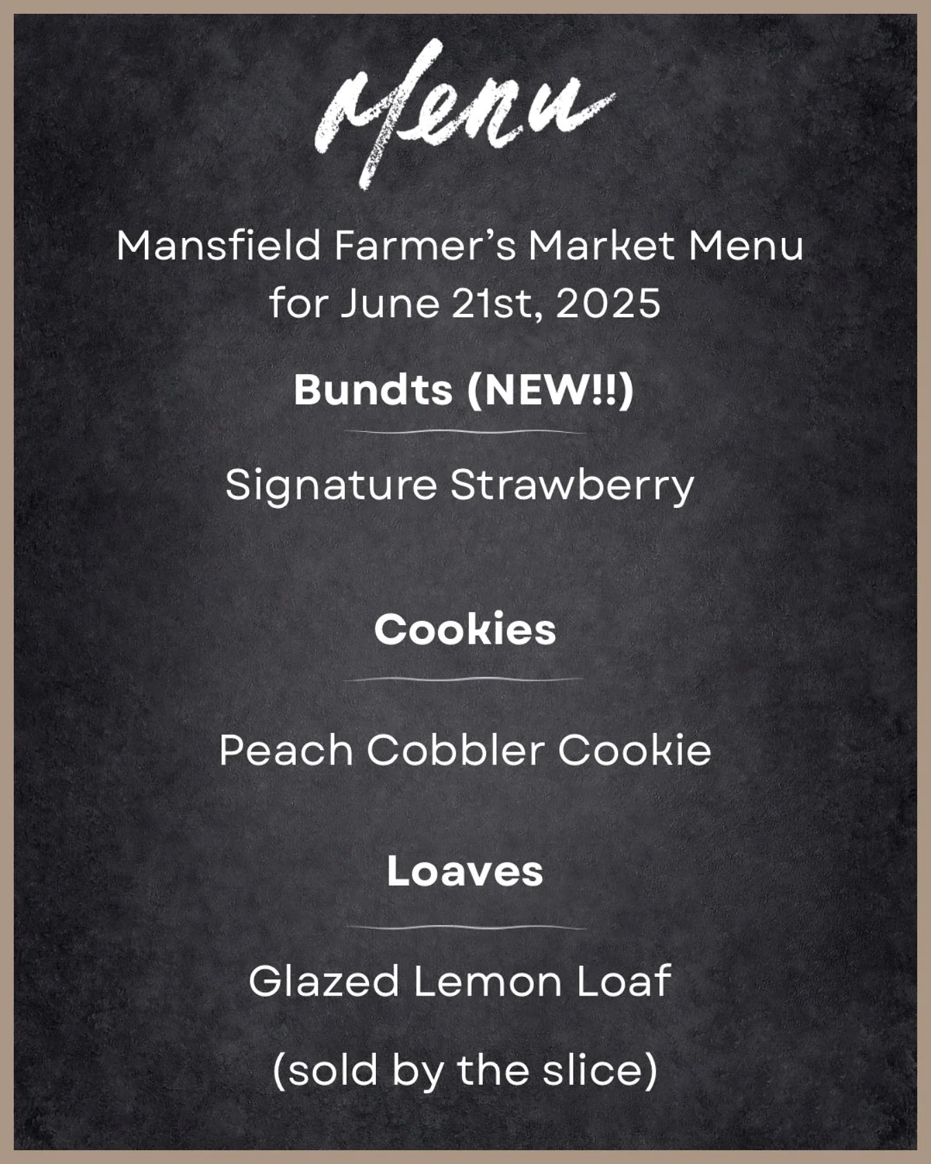 Come on by @mansfieldfarmandcottagemarket tomorrow to stop by and try some of our new gluten free goodies! We&rsquo;re introducing a mini bundt flavor and a new cookie flavor by popular demand, fresh flavors perfect for this summer heat!

#dallasbake