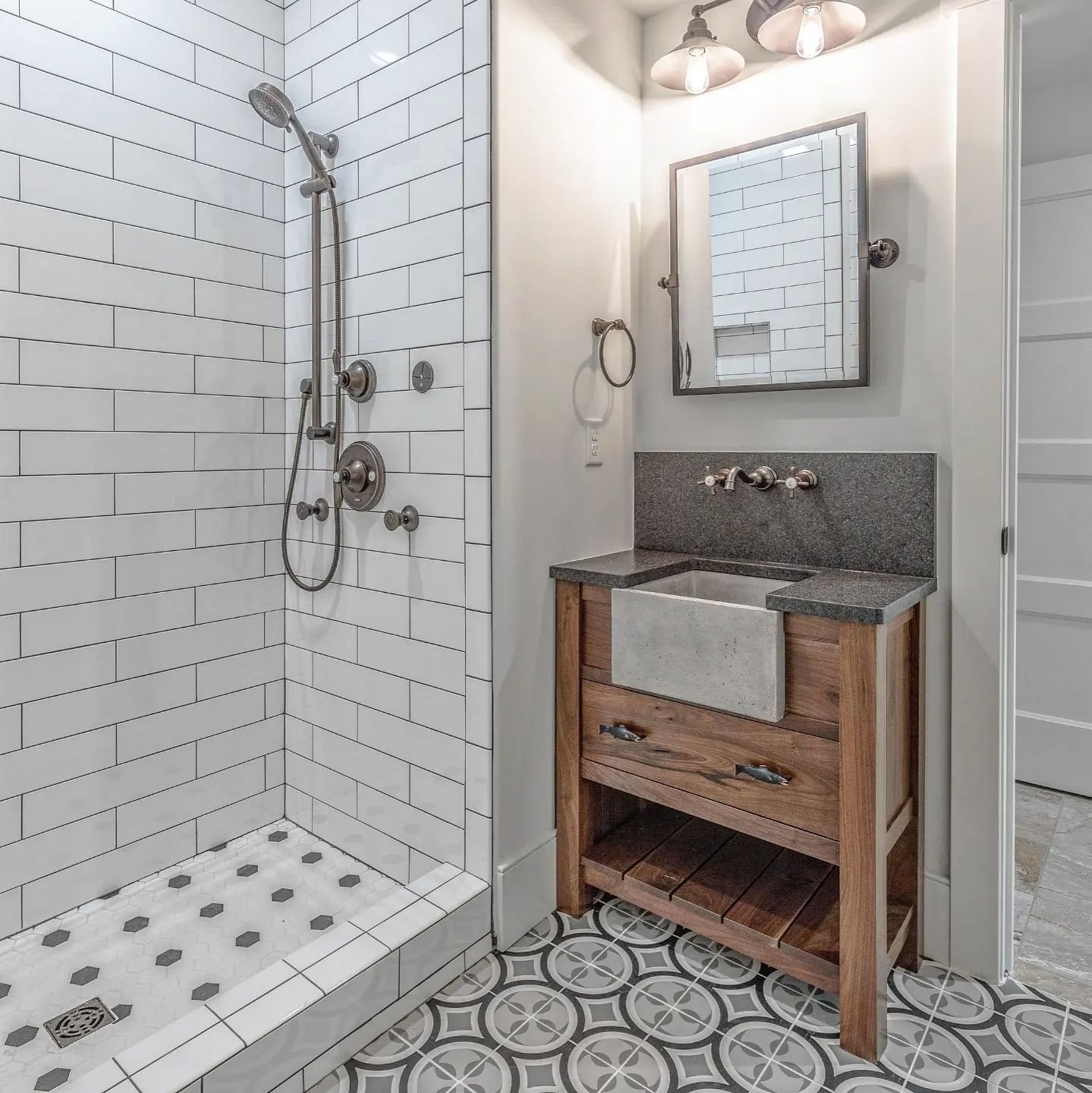 Check out this 'man cave' bathroom we recently completed &ndash; a private retreat complete with a urinal that&rsquo;s all business and no waiting line! 🎯 Coupled with a mini farmhouse sink under a soapstone counter-top, this bathroom is the epitome