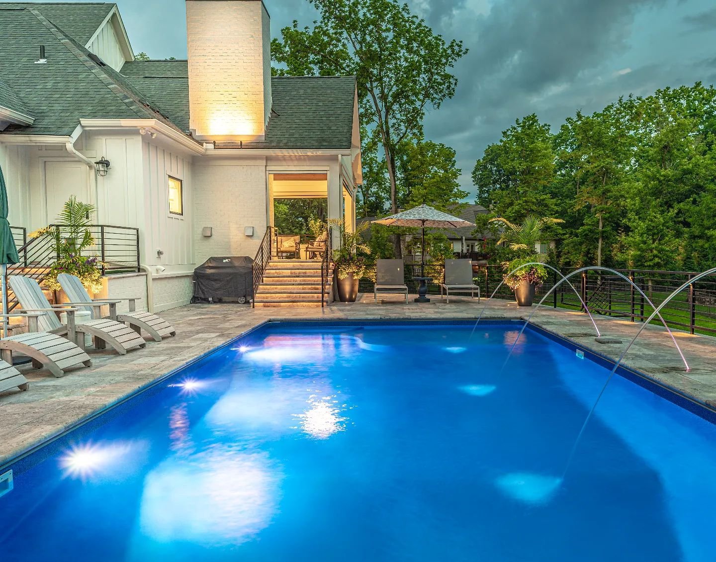 More and more people are having us build pools when we're constructing their home. Here&rsquo;s a peek at one we just finished - perfect for both chill nights and big parties. Who else wants to jump in? 😄

#PoolLife #HomeDesign #Staycation #SummerVi