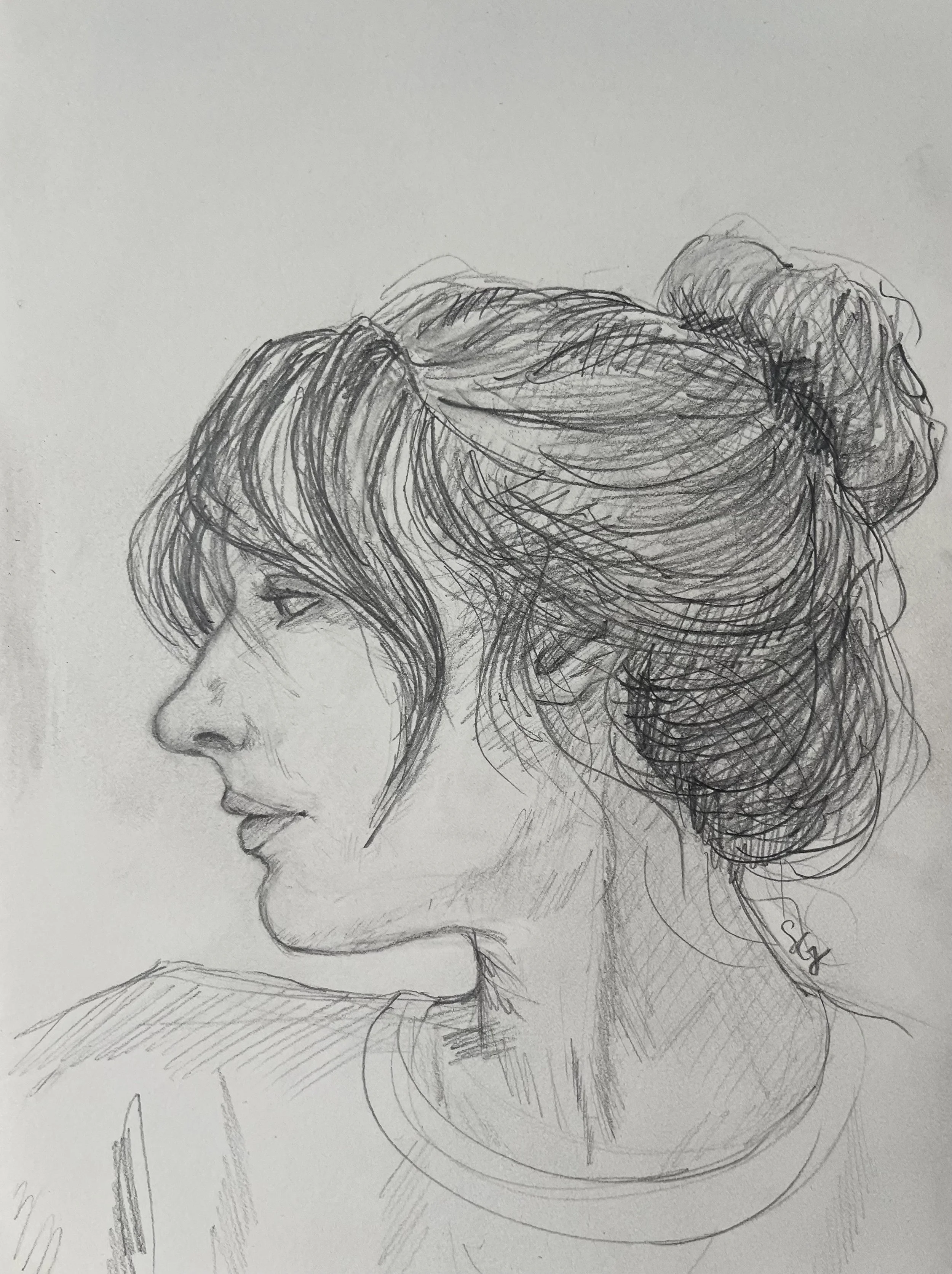 Self Portrait Sketch, 5x8" (Private Collection)