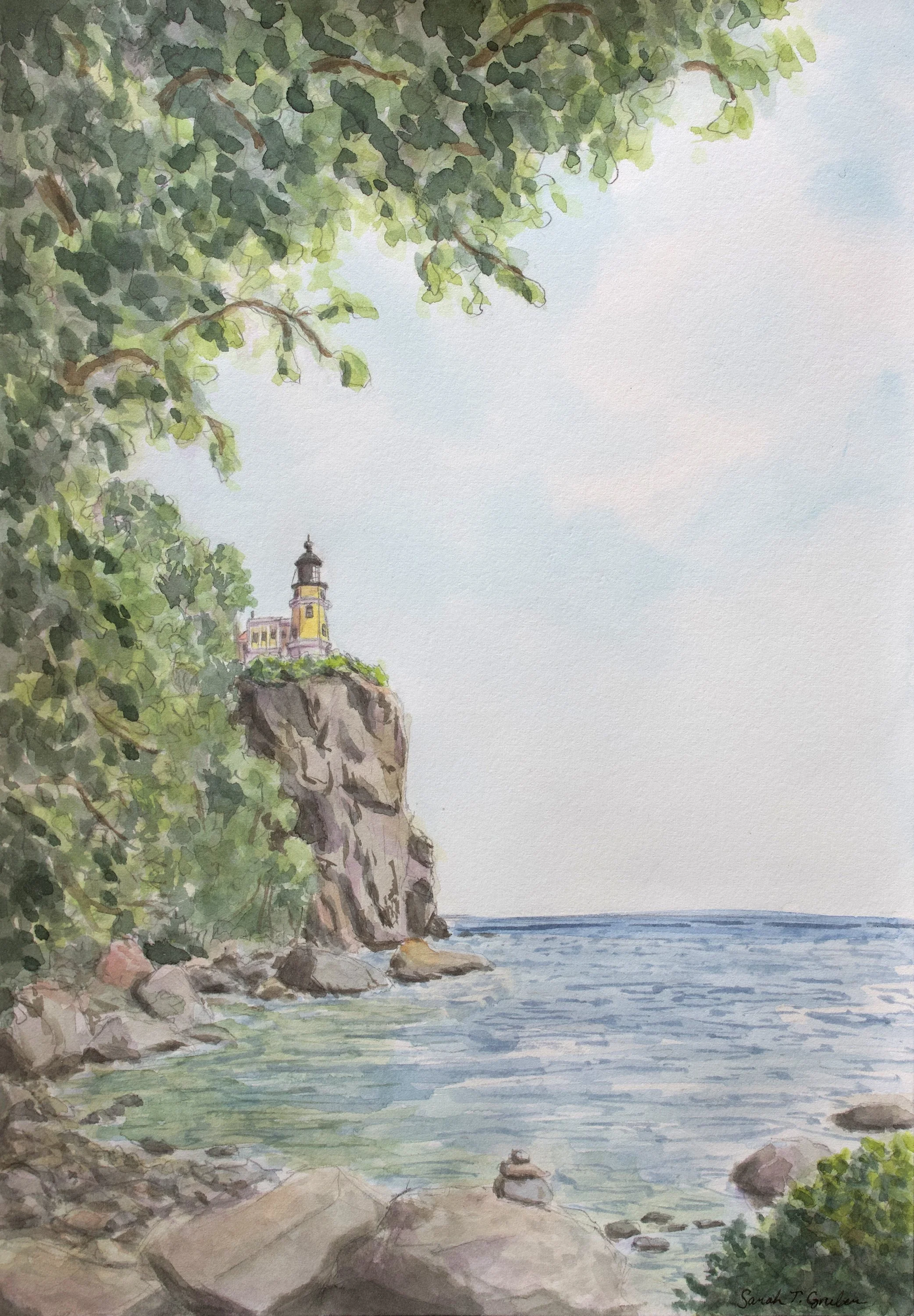 Sunny Day at Split Rock, 7x10" (Private Collection)