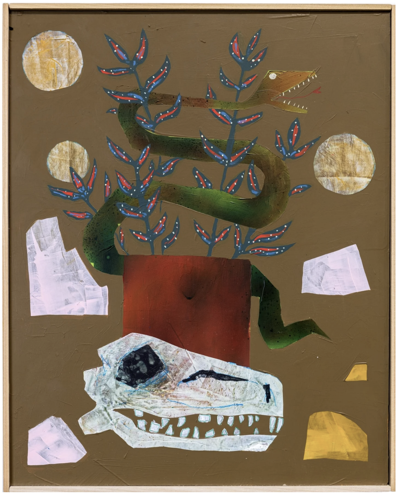 HUNDREDS OF ORANGE POTS
20" x 14" acrylic, pencil, ink on birch panel.

Sold