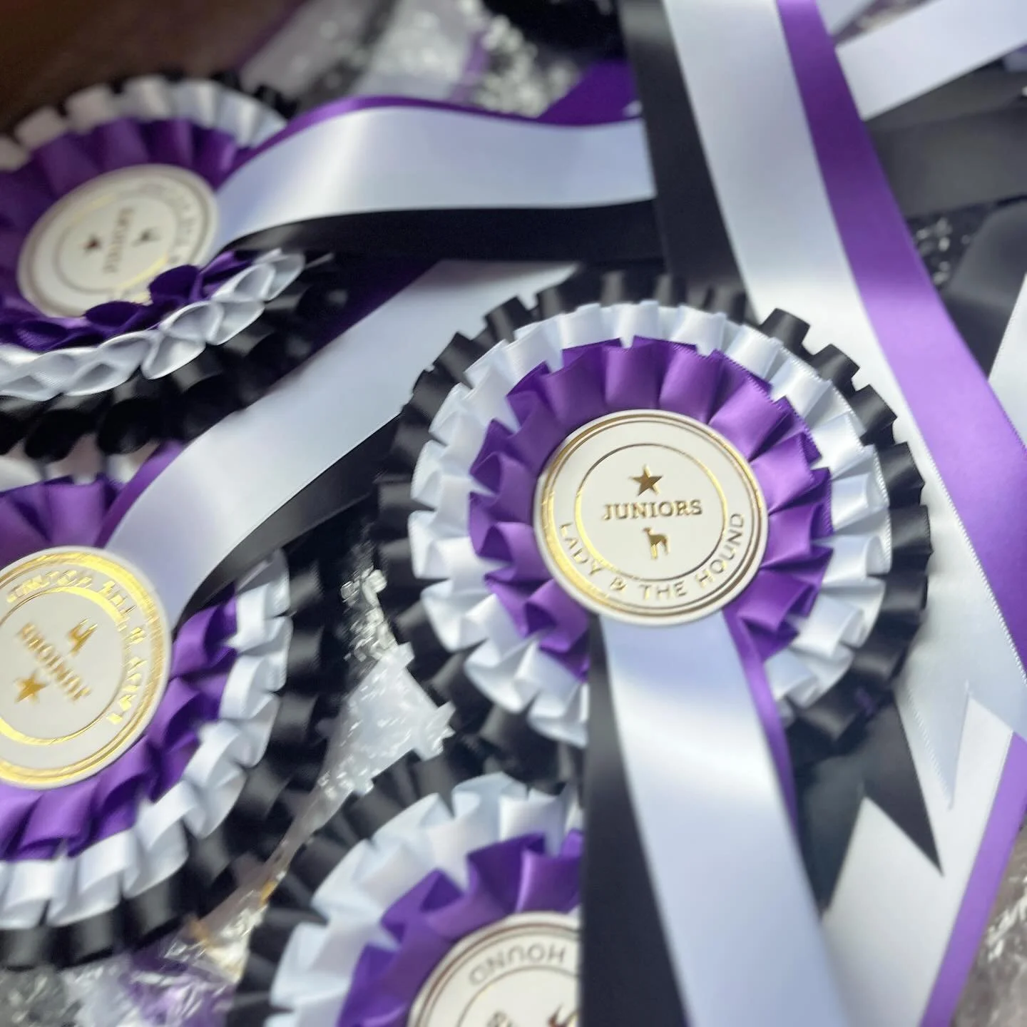 I used to get excited about opening boxes from ASOS….now I get excited about opening boxes of freshly made to order dog training rosettes 🤣 
How beautiful are they though? I can highly recommend Pam at Rainbow Rosettes (she’s on Facebo