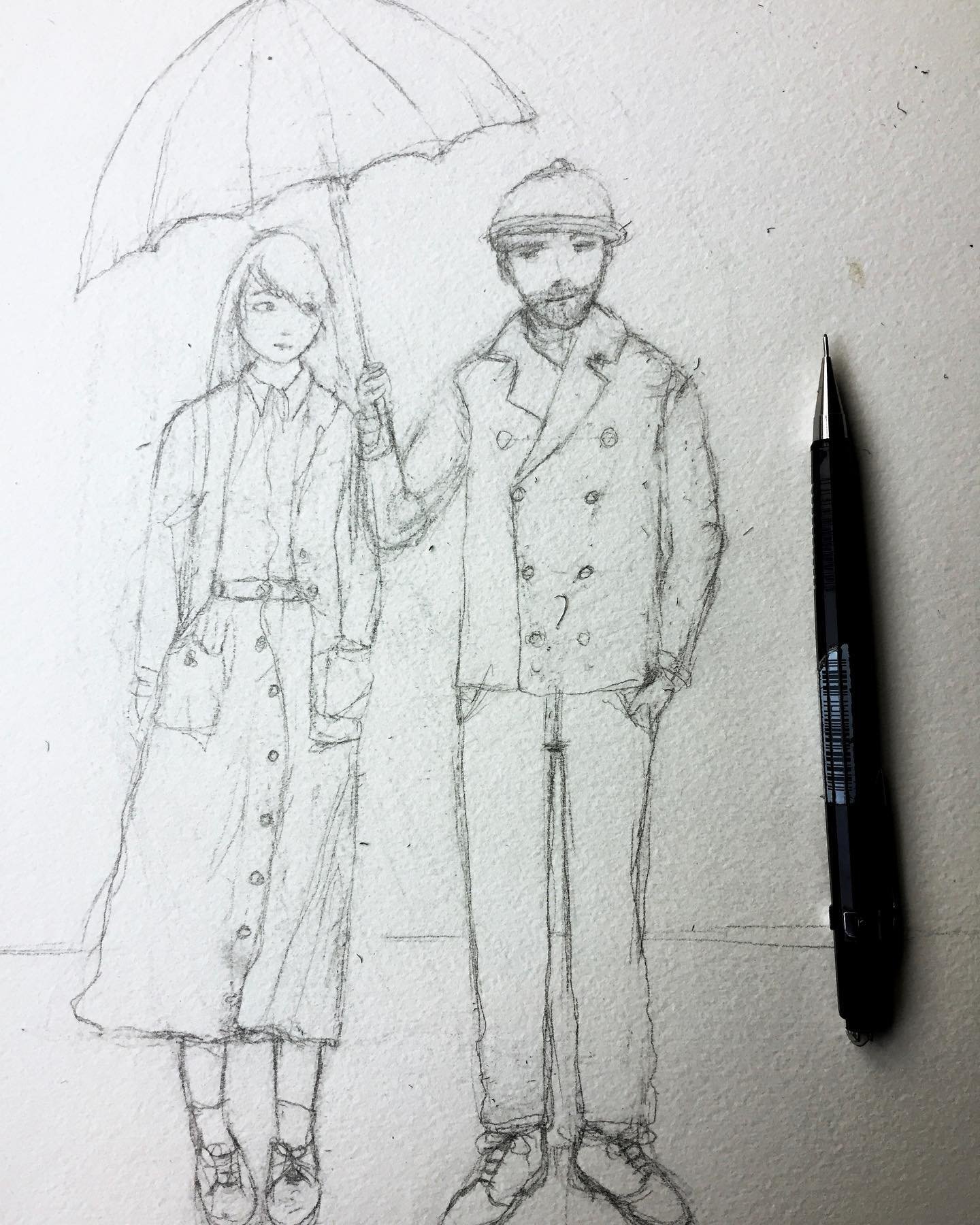 Second drawing in new painting series. I&rsquo;m still fascinated by sailors. Friendship series, the kind and considerate gestures that speak of our love and desire to protect each other. I can&rsquo;t overwork this drawing because it&rsquo;s on cold