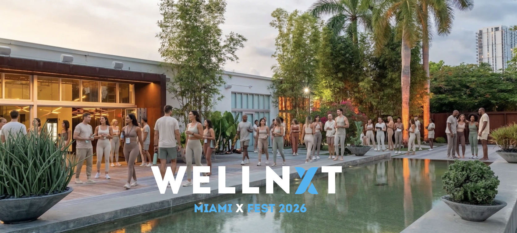 Attendees gathering at WellNXT Miami X Fest 2026 outdoor wellness festival venue