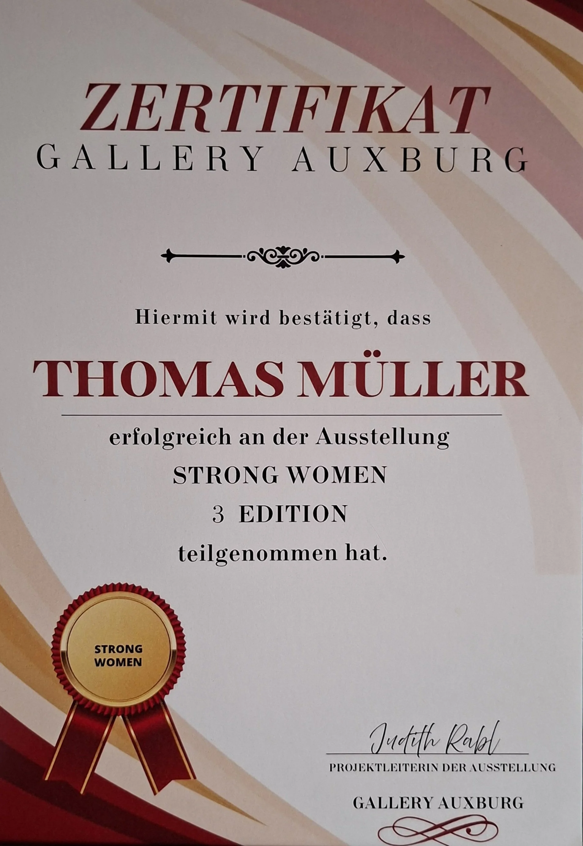 Zertifikat Kunstausstellung Augsburg