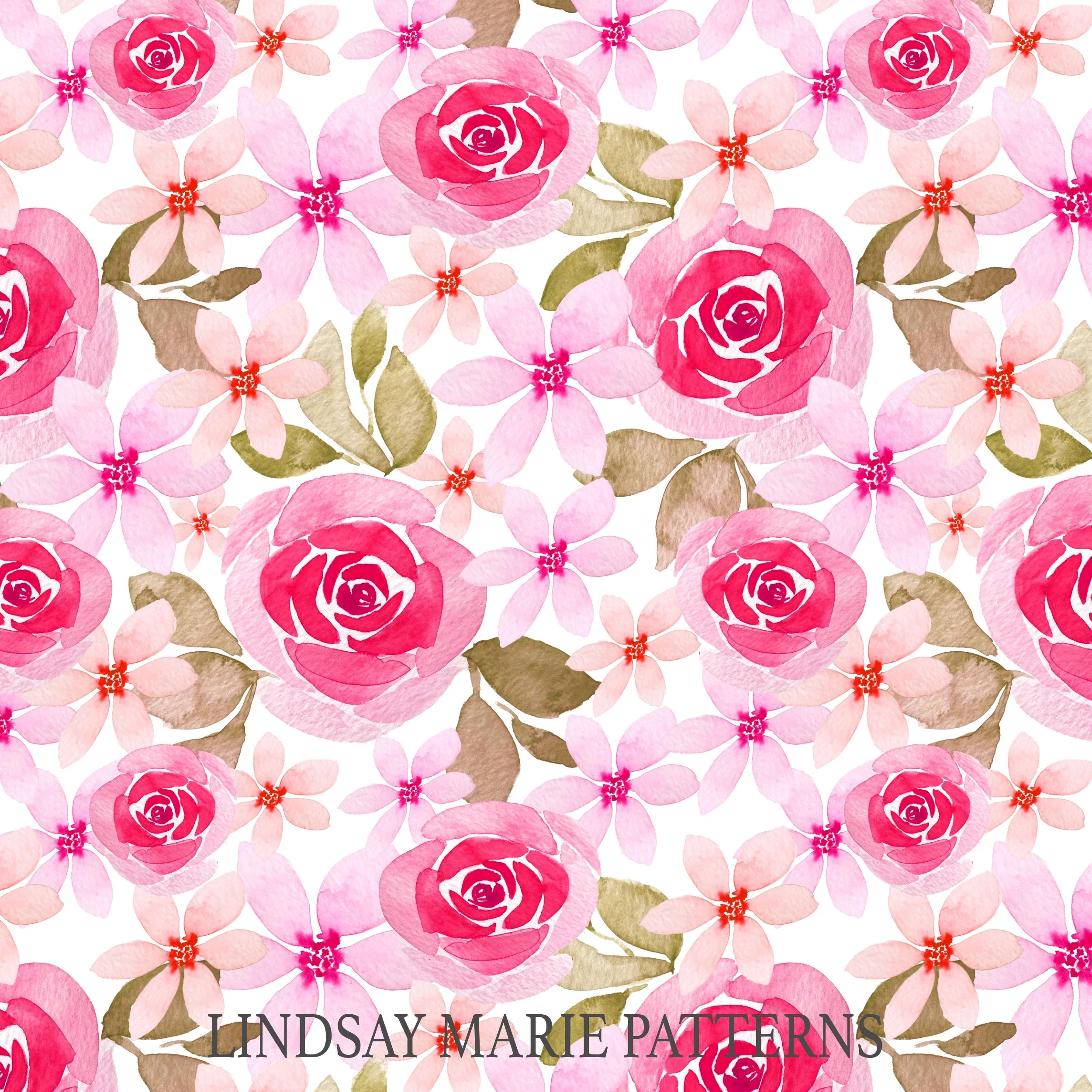 English Country Roses and flowers on White