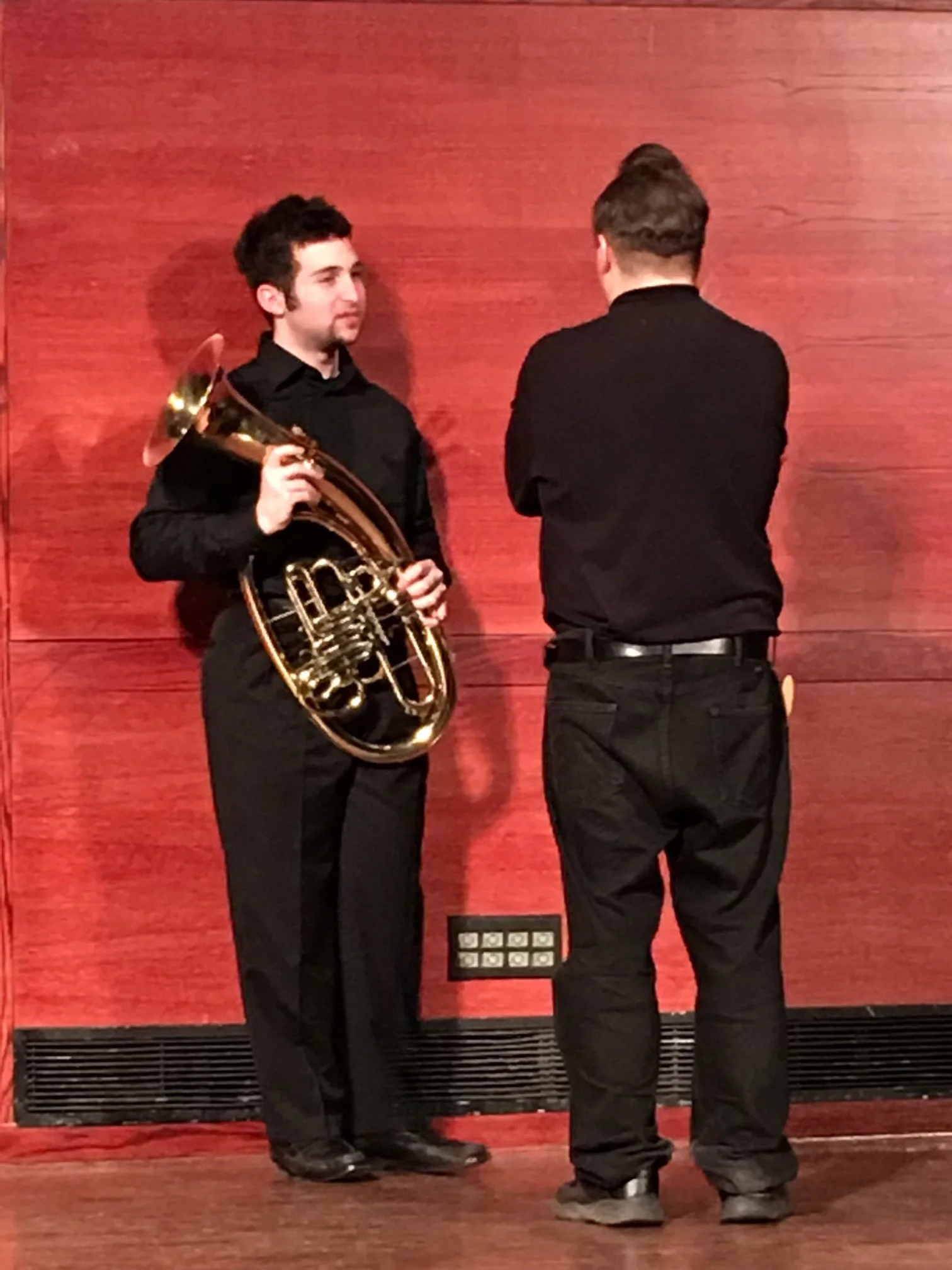 With Wagner Tuba at a rehearsal, ca 2014
