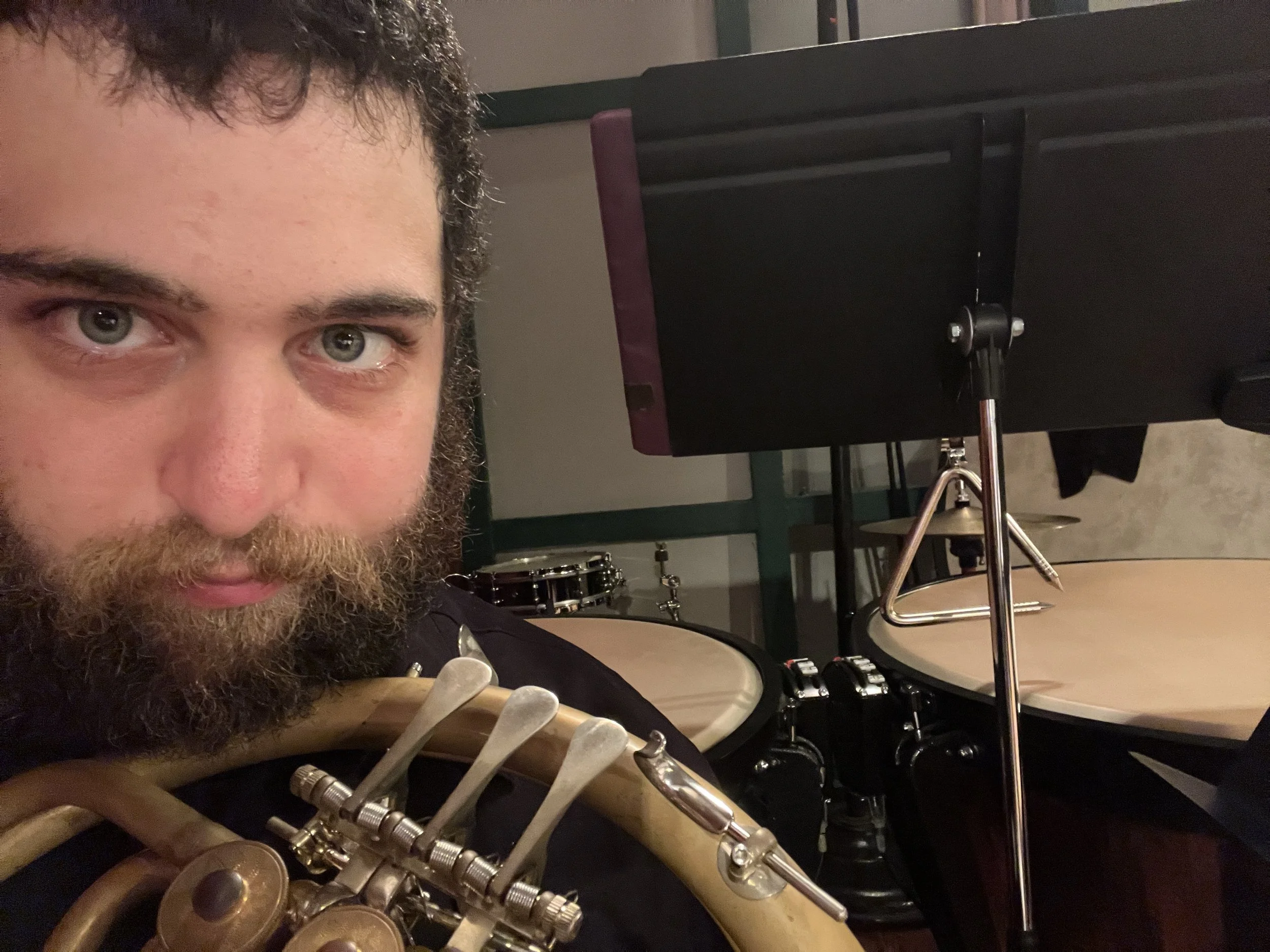 In the pit for a Gilbert and Sullivan opera, less than an arm's length from the Timpani, ca 2023