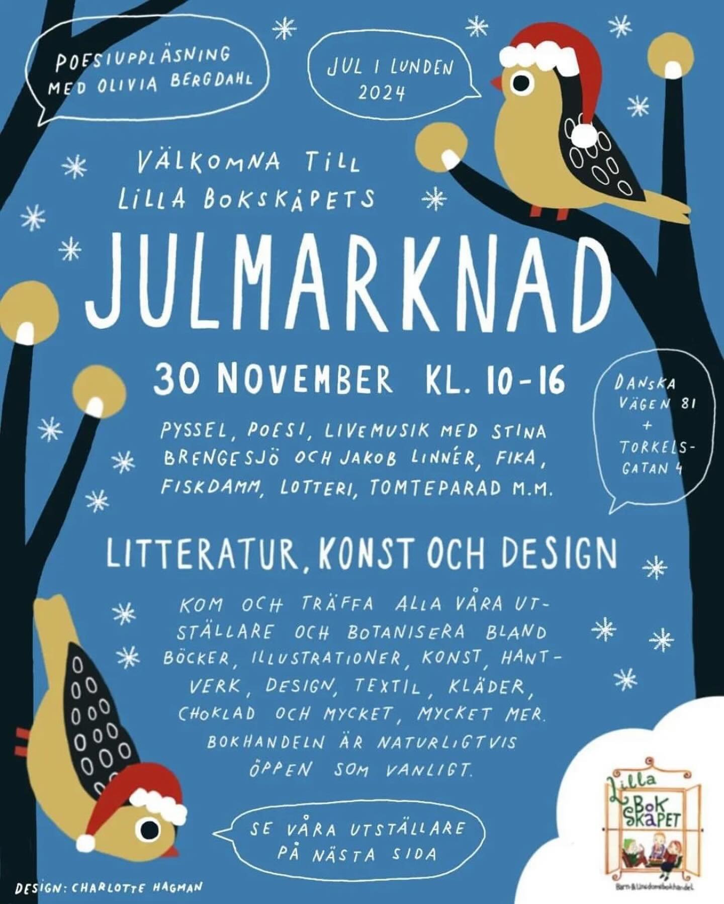 Julmarknad i Lunden🎄✨

Lilla Boksk&aring;pet @lillabokskapet bjuder till julmarknad med lokala utst&auml;llare, och jag &auml;r en av dem🤶🏻

🎄N&auml;r? 30 november kl 10-16
🎄Var? Danska v&auml;gen 81+Torkelsgatan 4
🎄Vad? Juliga aktiviteter och 