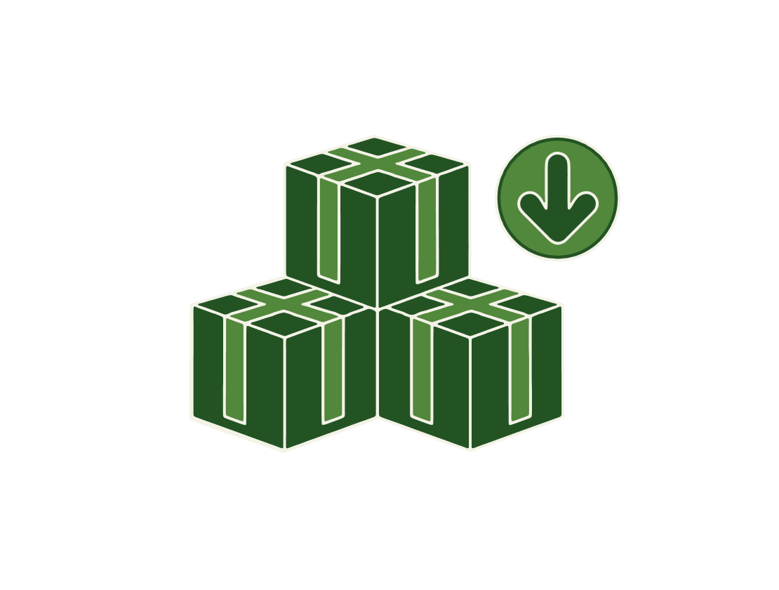 Geometric drawing of an outline square with sections divided by vertical, horizontal, and circle lines.