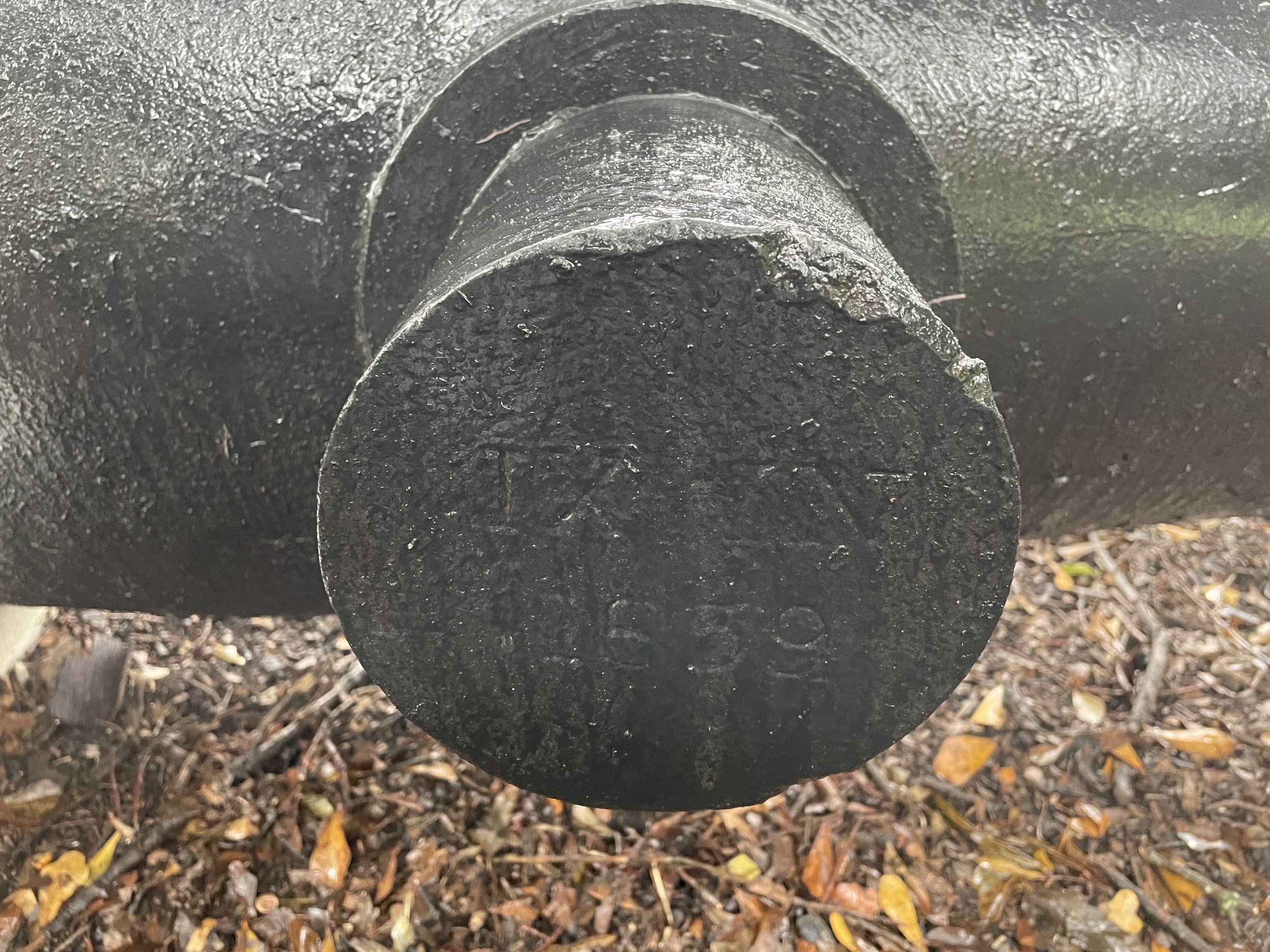 9-Inch Dahlgren Number 242 was cast in 1859, the photo shows the trunnion of the cannon