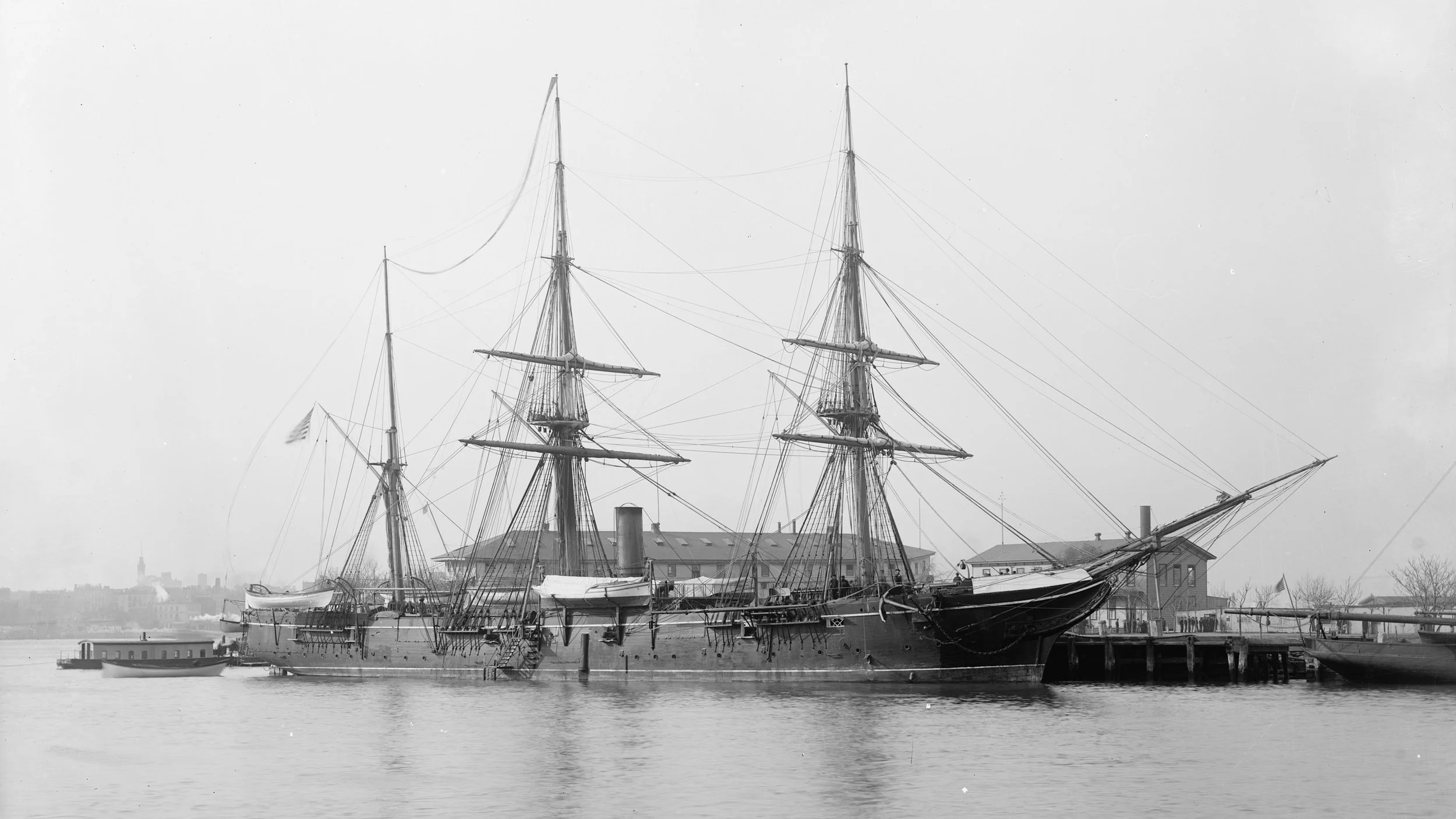 USS Enterprise - Possibly at New York in 1878.  Library of Congress Photo