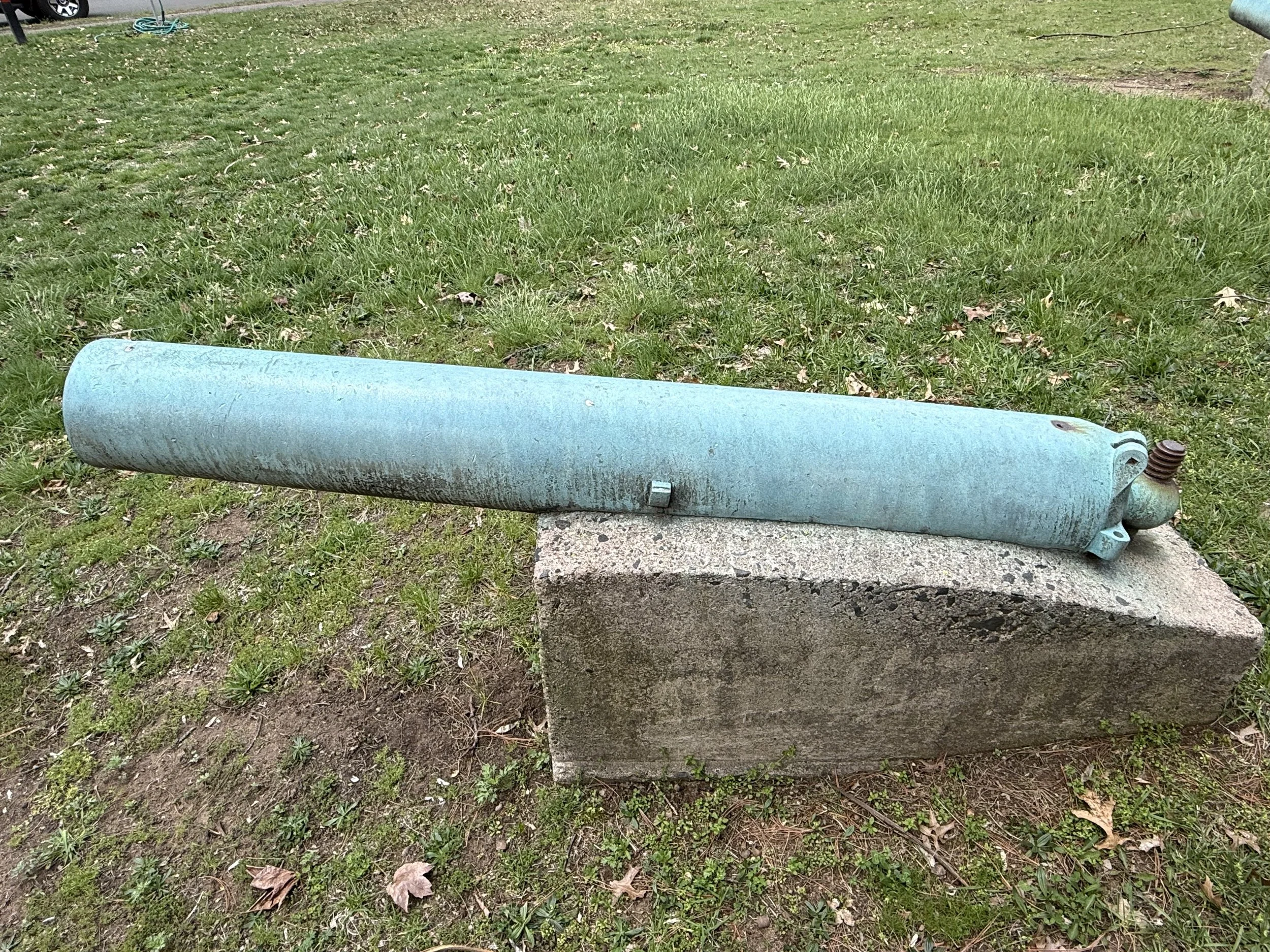 US Navy 12-Pounder Boat Howitzer Number 128 is one of for displayed around a monument in New Haven, Connecticut