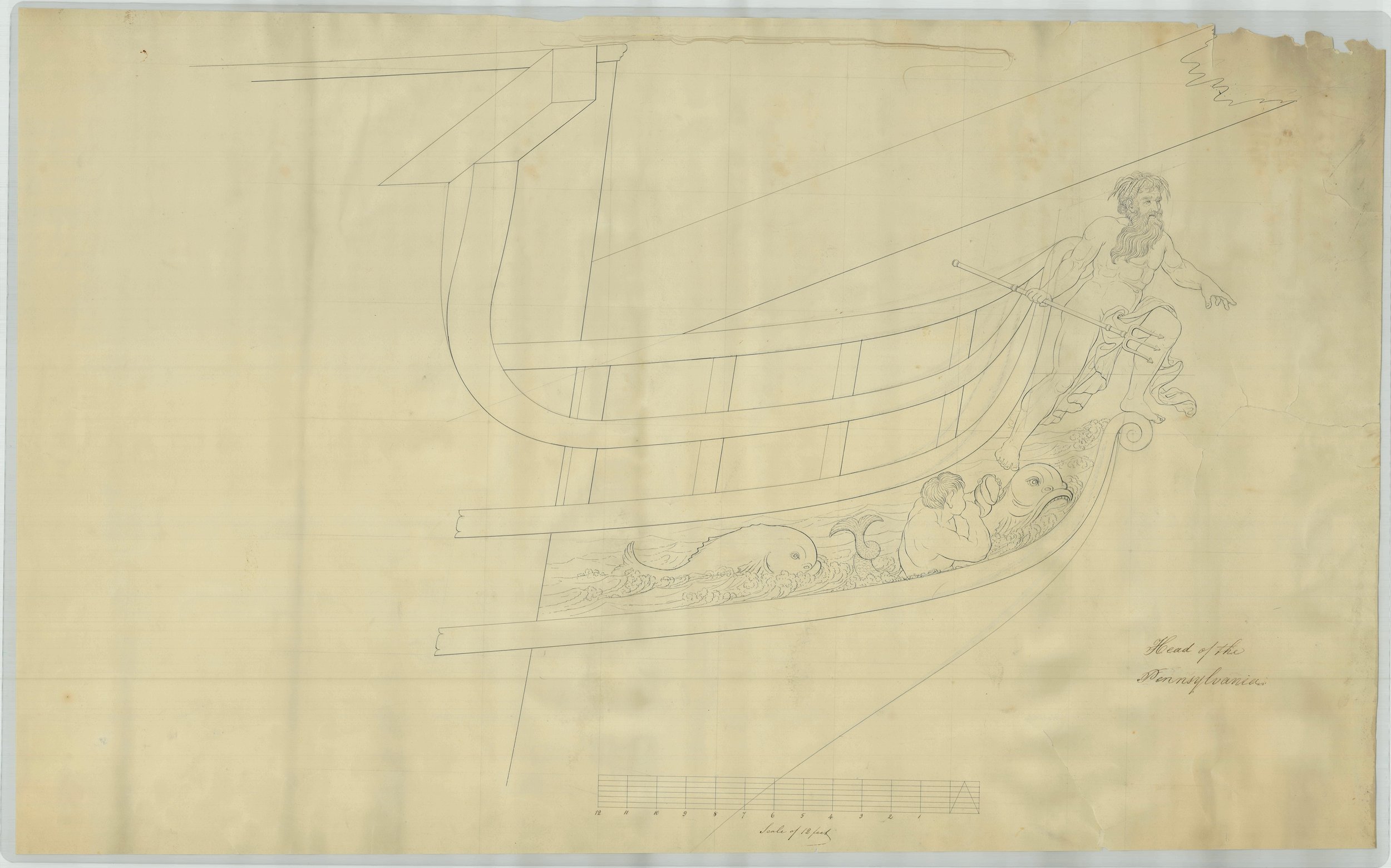 Possible early version of Pennsylvania’s head showing a figurehead of Neptune - National Archives