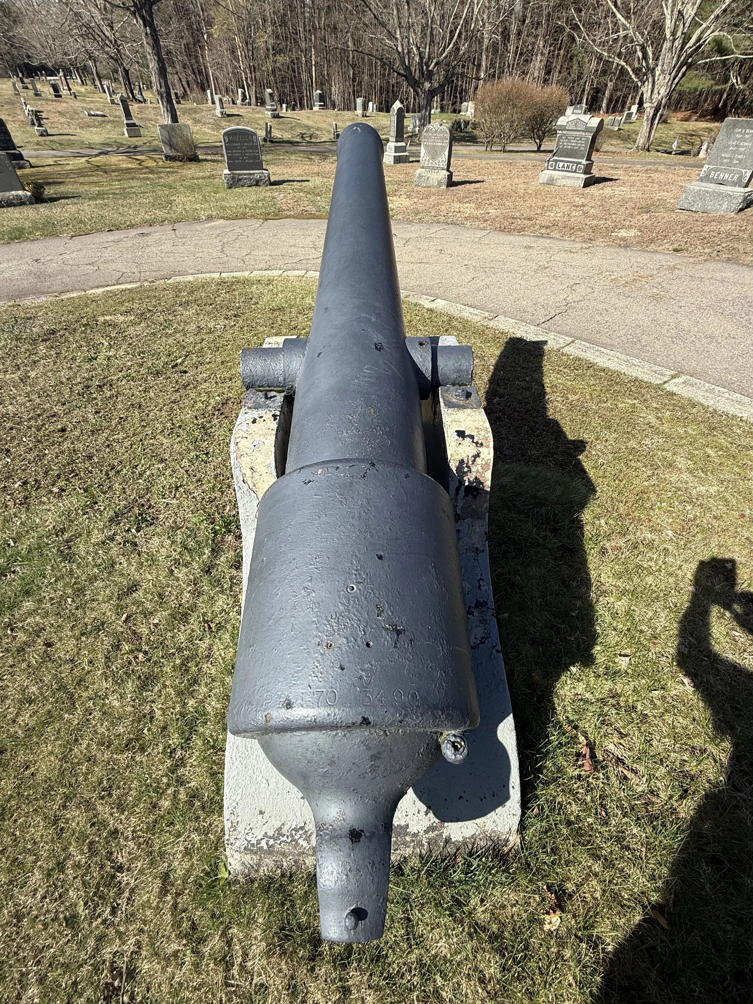 US Navy 30-Pounder Parrott Rifle Number 70 is displayed in Rockland, Massachusetts