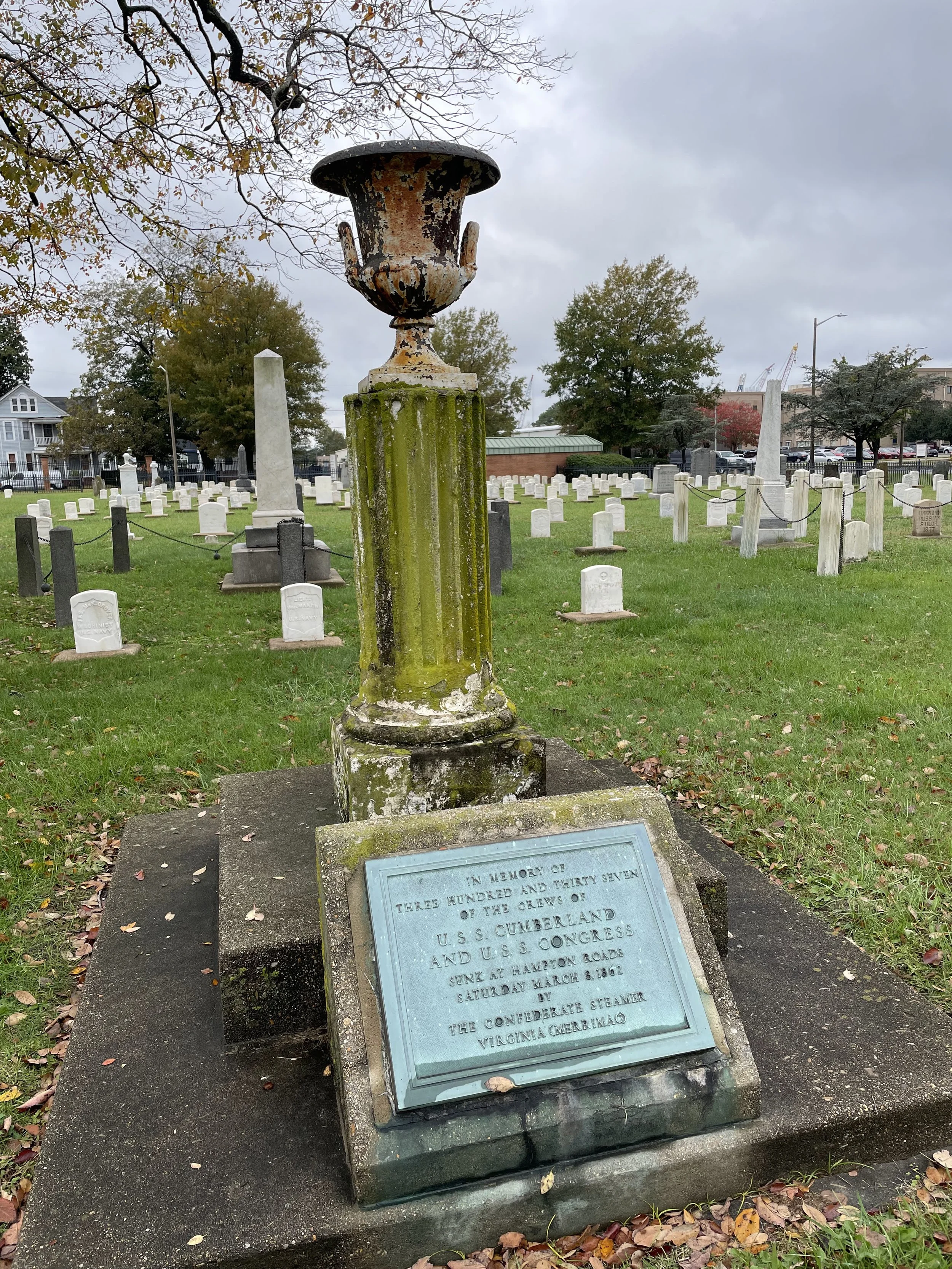 Monument to the Crews of USS Cumberland and USS Congress at Naval Medical Center Portsmouth Cemetery