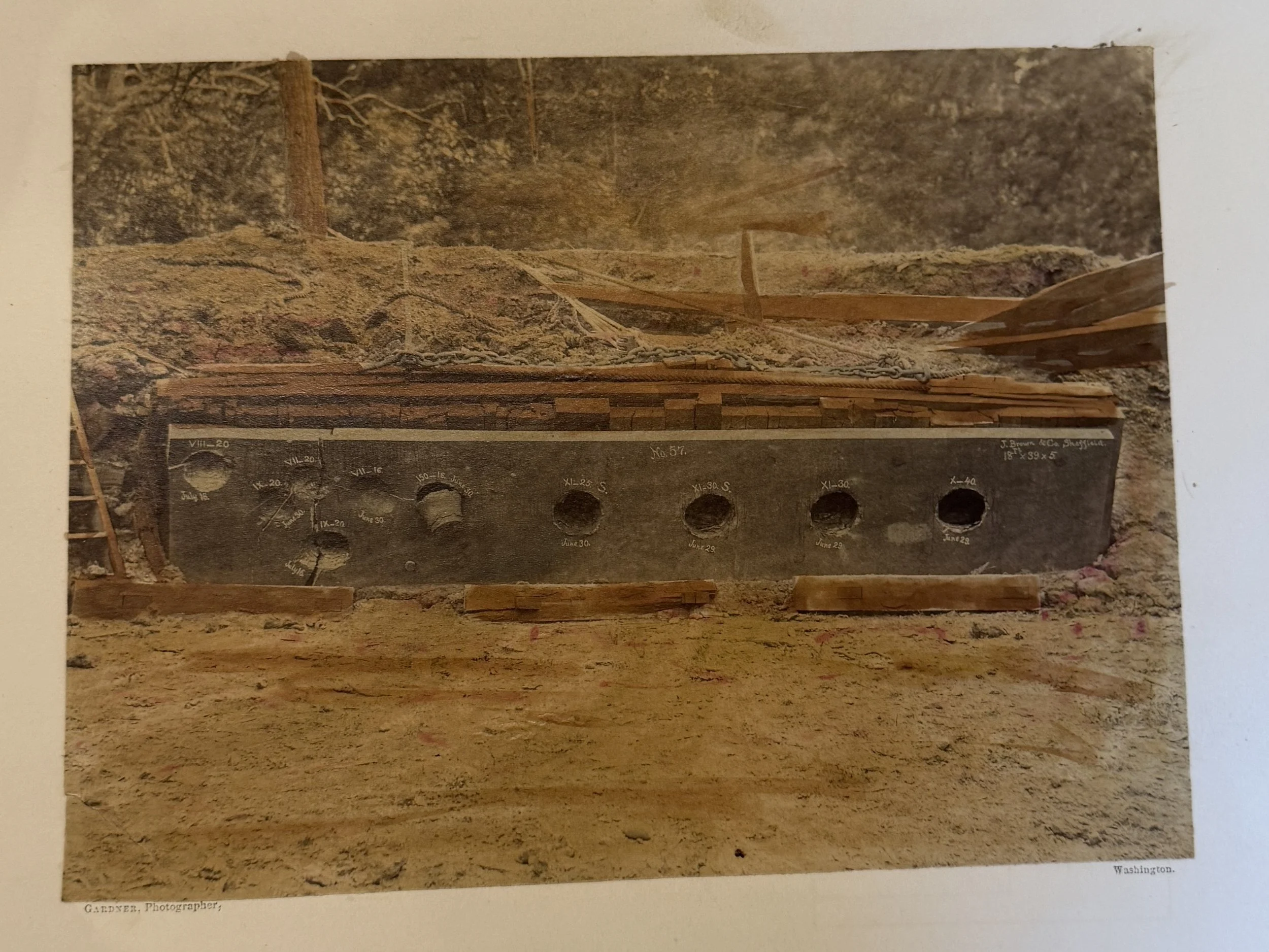 Iron plate used against artillery in tests in 1864