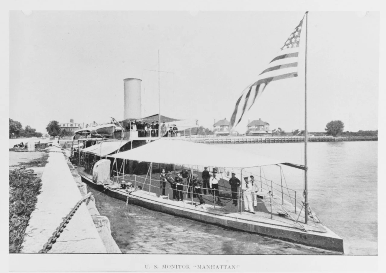 Photo of USS Manhattan - possibly during the 1880s.  Naval History and Heritage Command Photo NH 74470