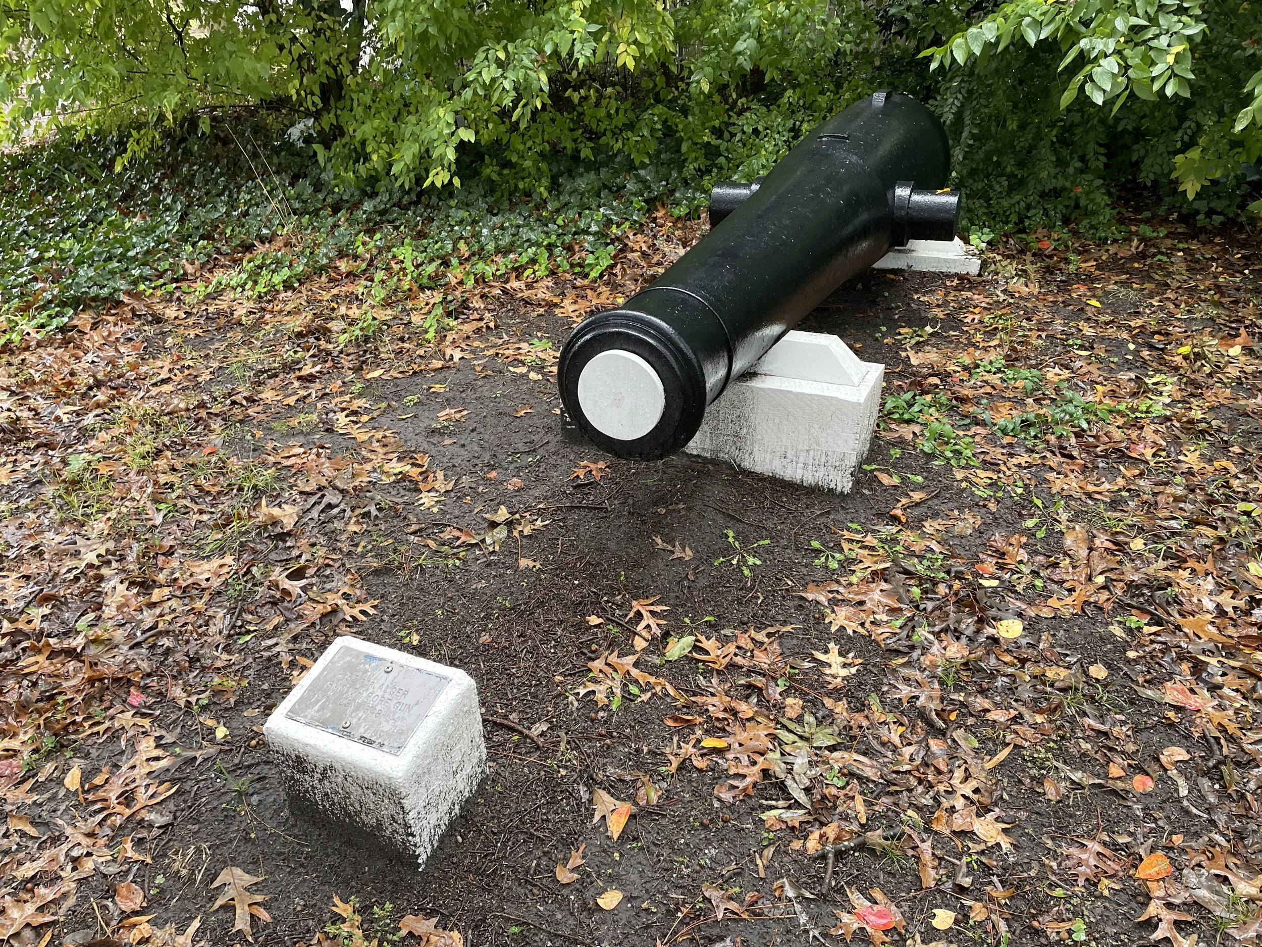 US Navy 32-Pounder of 57 Hundredweight, Number 384, is displayed at Trophy Park at Norfolk Naval Shipyard