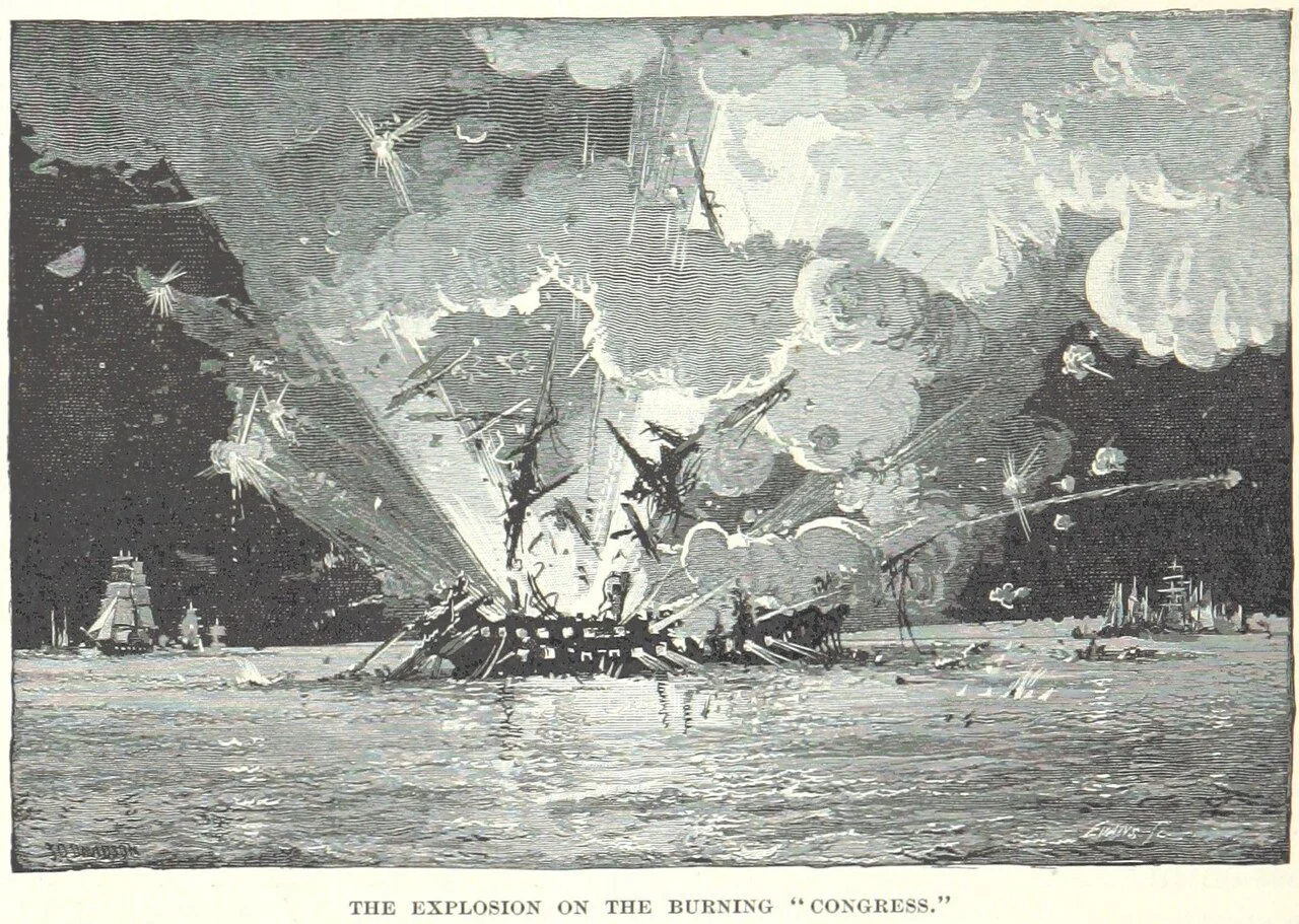Illustration of The Explosion of USS Congress