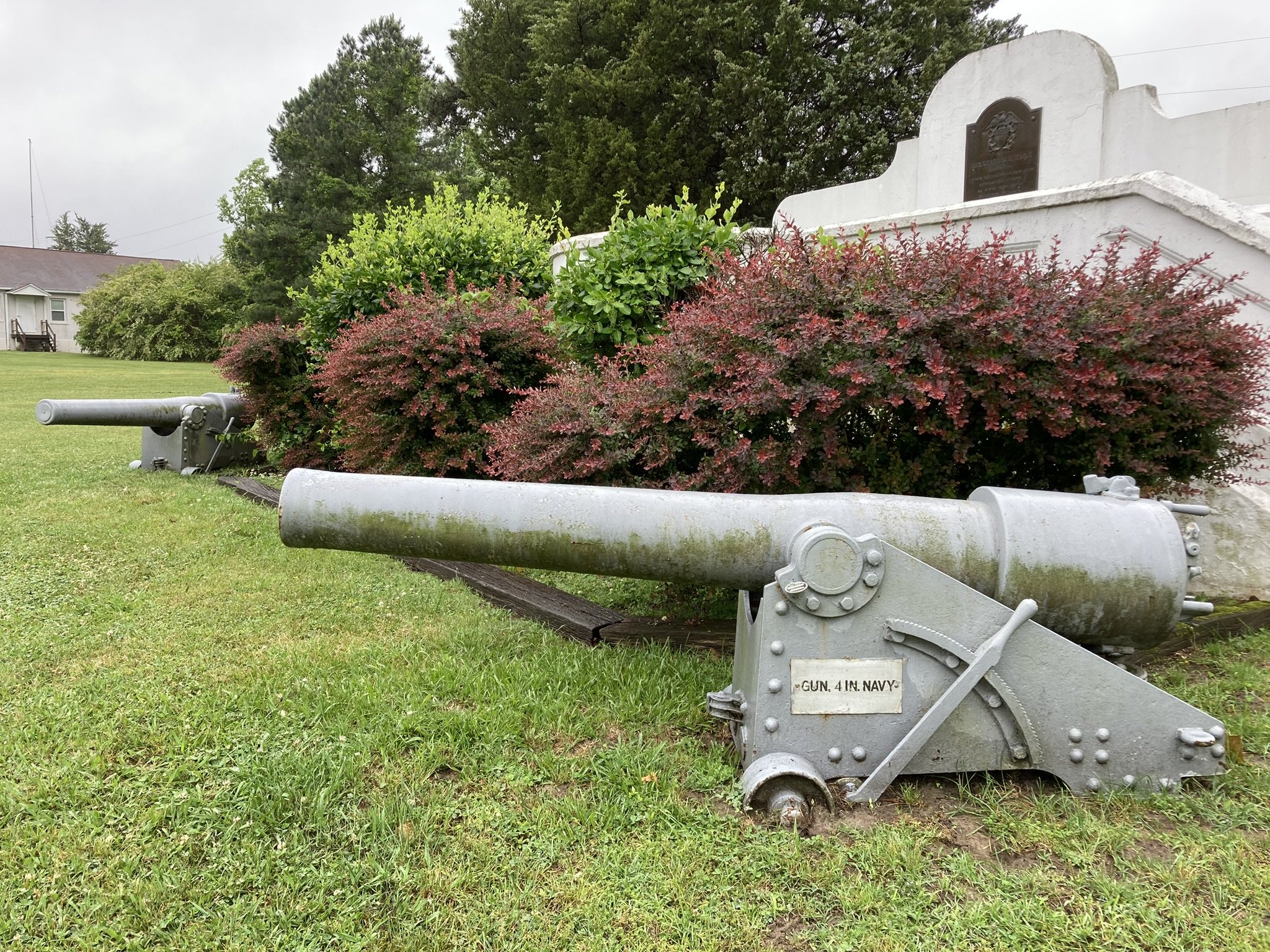 Two US Navy 20-Pounder Breech Loaders are displayed at Naval Weapons Station Yorktown - Photo by Haze Grey History