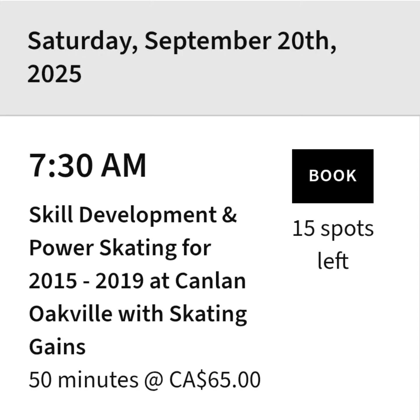 🚨 Skating Gains Session Alert! 🚨
📅 Saturday, September 20th
🕢 7:30 A.M. Sharp
📍 Canlan Oakville
👥 Open to birth years 2015 &ndash; 2019

Lace up and level up! 💪 Whether you're building your stride, sharpening your edges, or chasing that extra 